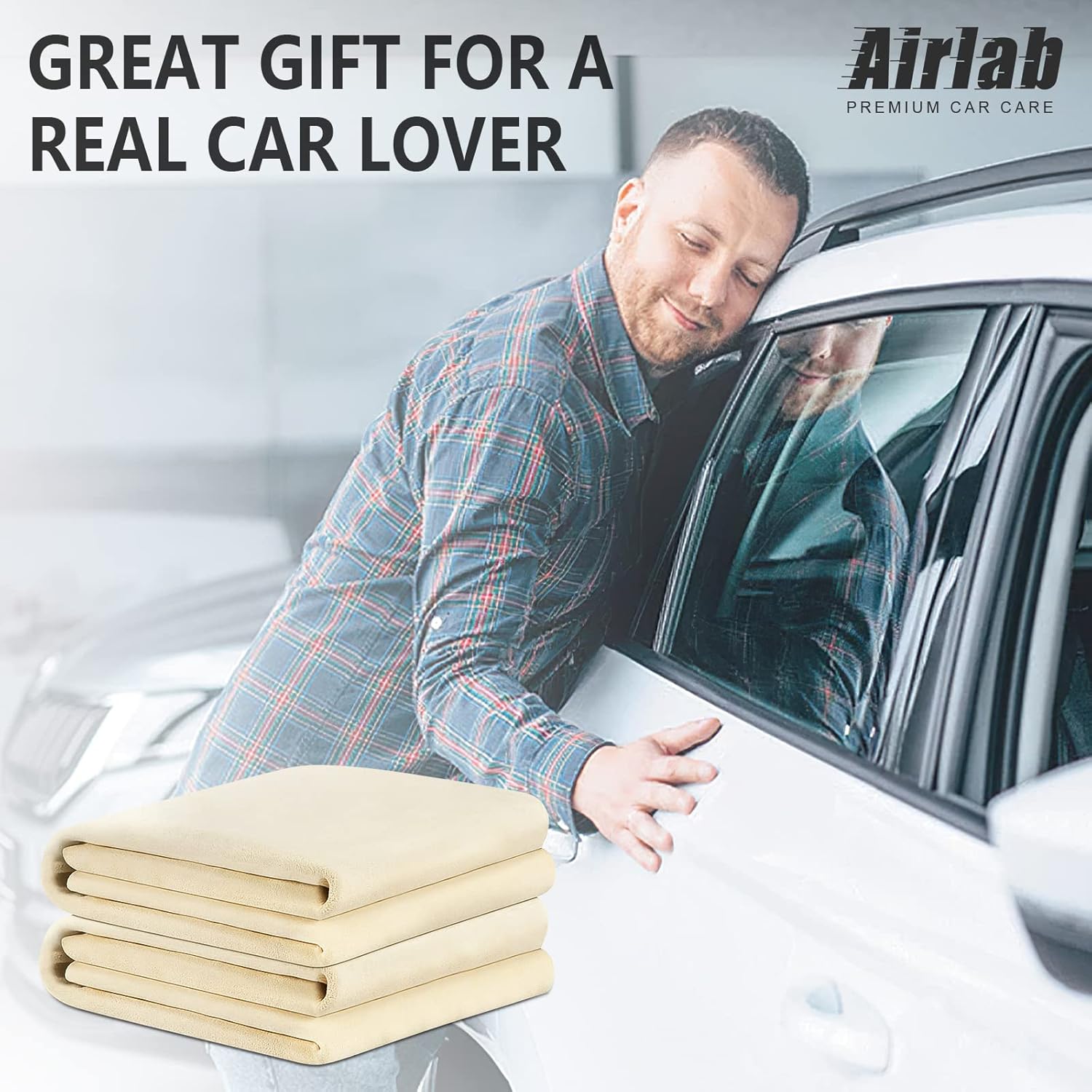 Chamois Cloth for Car 2 Pack Shammy Towel 24'' x 16'' 2.58 sq ft Each Super Absorbent Car Drying Towel Real Leather Lint Free Streak Free for Car Wash Auto Deng