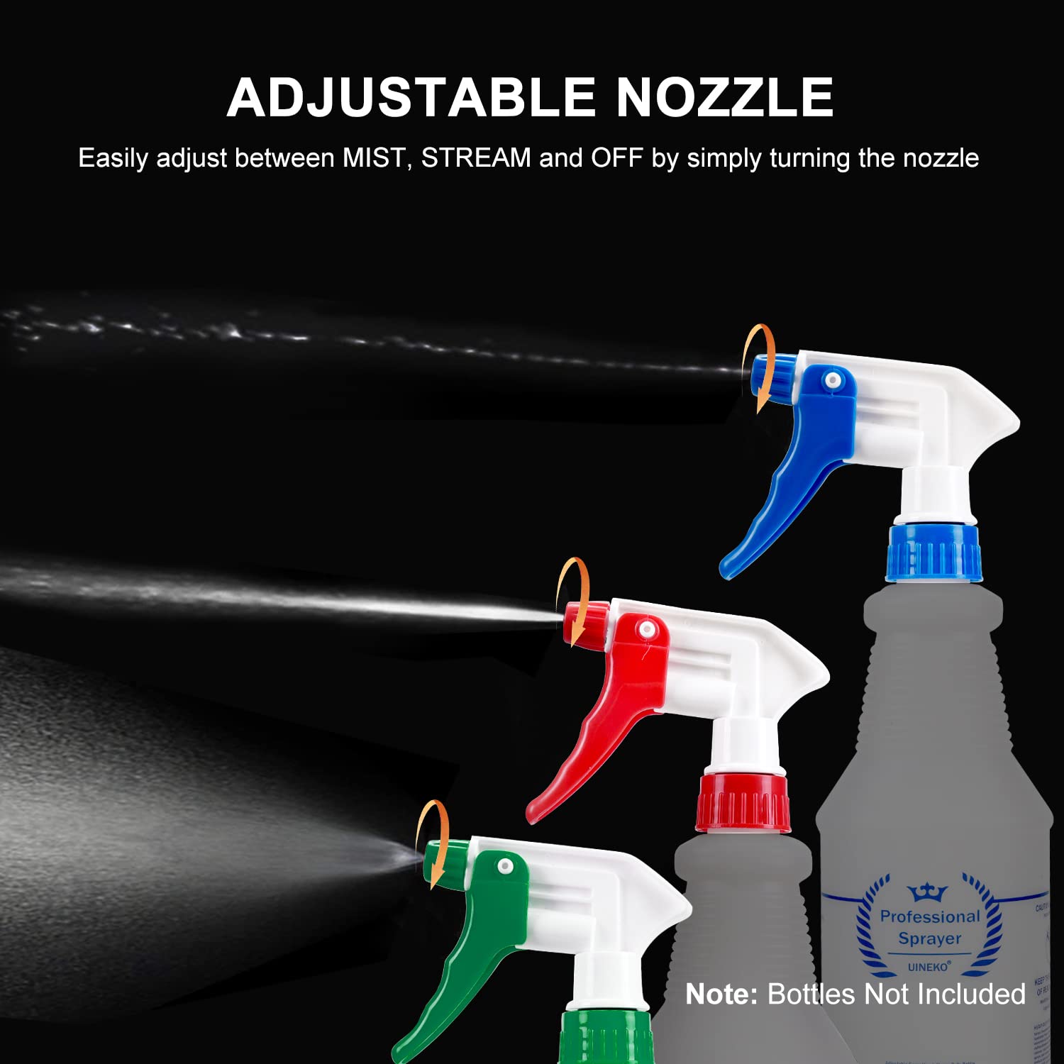 6 Pack Universal Spray Bottle Replacement Nozzle, Mist & Stream Trigger Sprayer for 16oz 24oz 32oz Bottles, Heavy Duty Mister Head Part w/ 10.2 Inch Tube for Cleaning Solutions, Car Deng