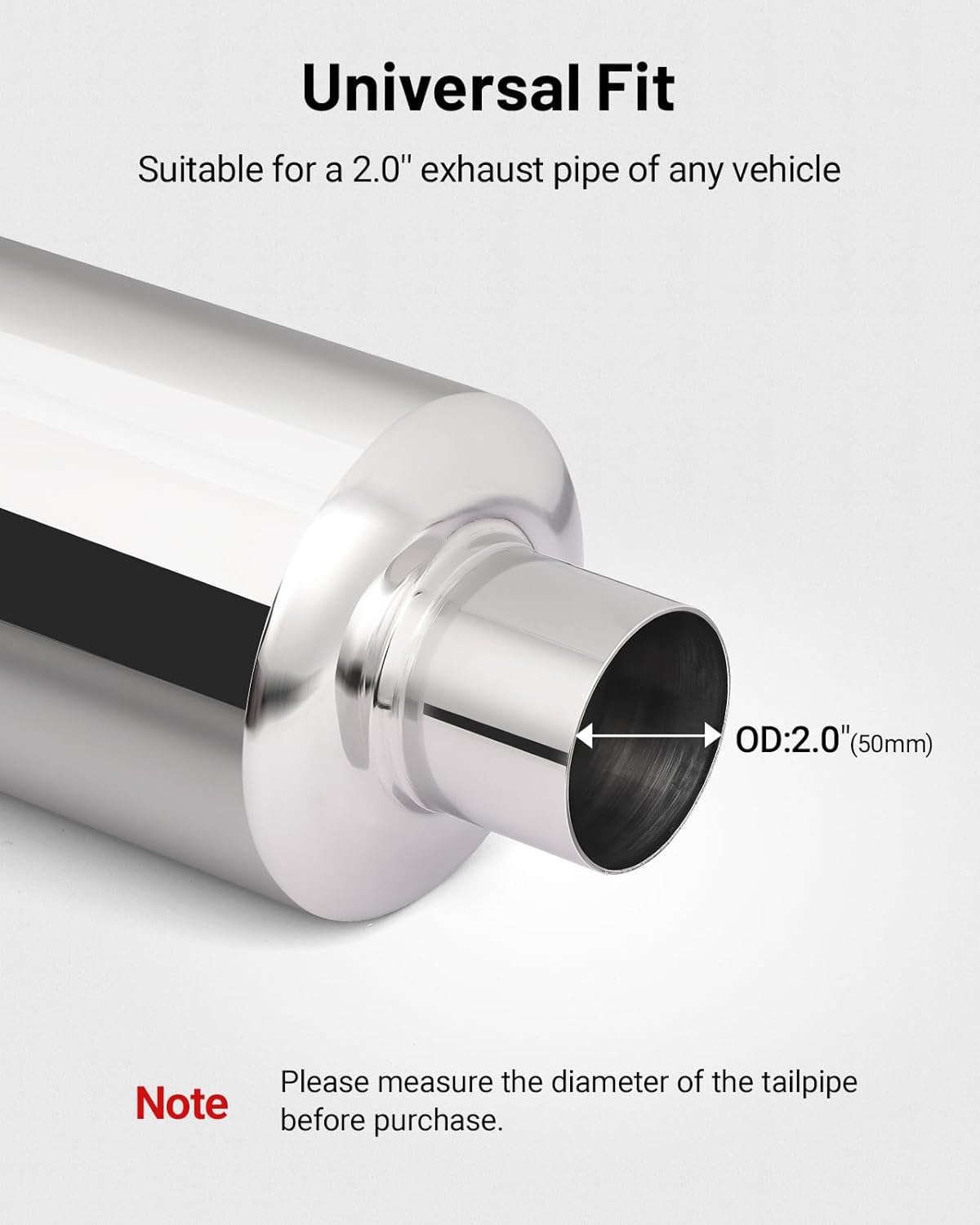 Exhaust Muffler, Stainless Steel Exhaust Tip, Universal 14.6" Length Burnt, 2" Inlet 3" Outlet