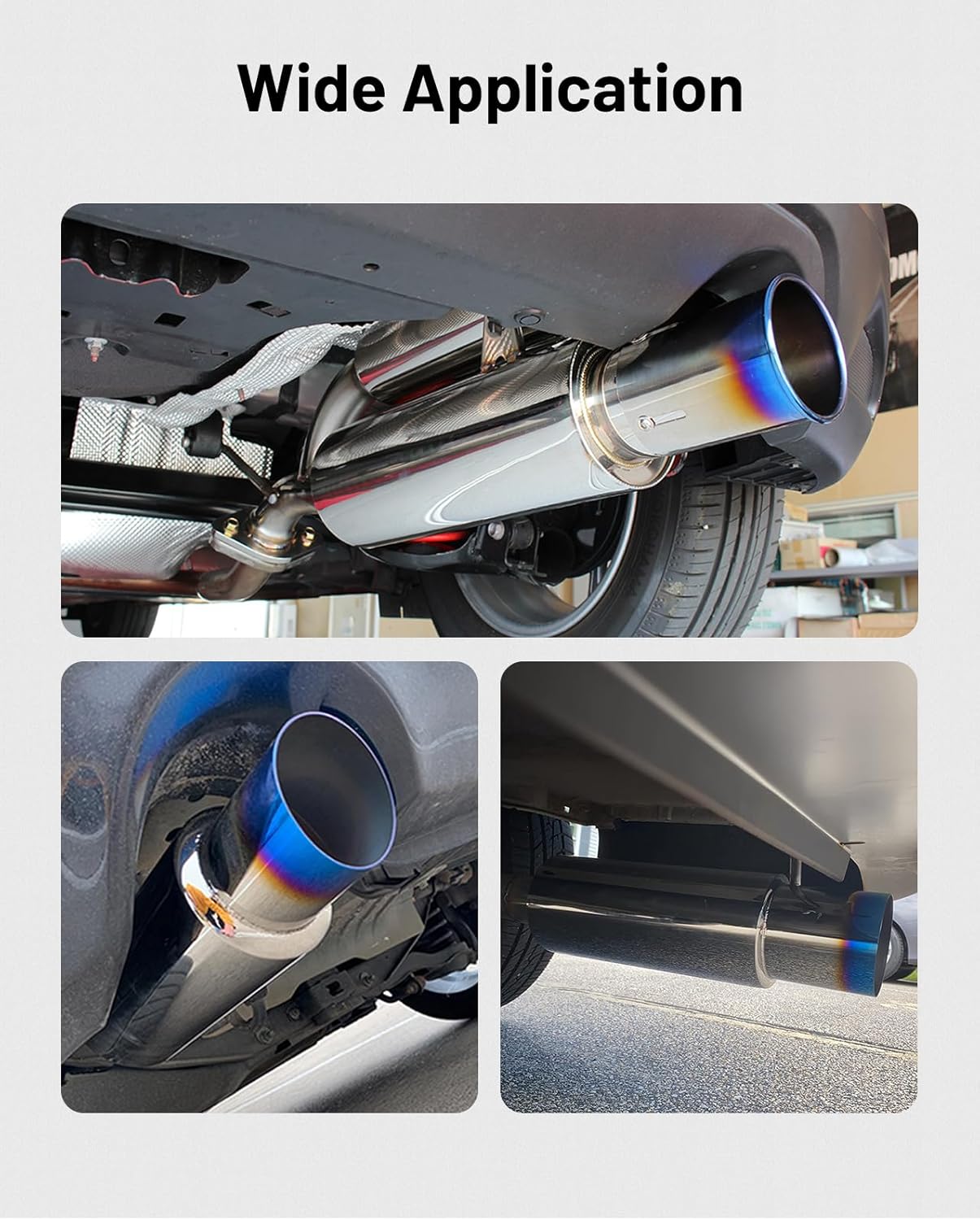 Exhaust Muffler, Stainless Steel Exhaust Tip, Universal 14.6" Length Burnt, 2" Inlet 3" Outlet