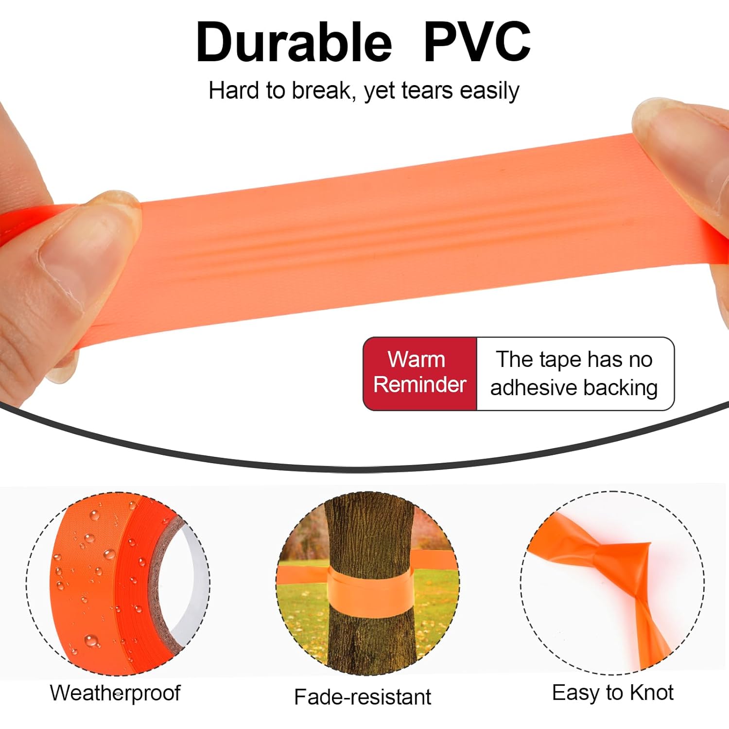 5 Pack Orange Flagging Marking Tape, 1" x 100′ Non-Adhesive Survey Ribbon Rolls, Fade-Resistant Tapes for Hunting Trail, Tree, Boundaries and Hazardous Areas Orange