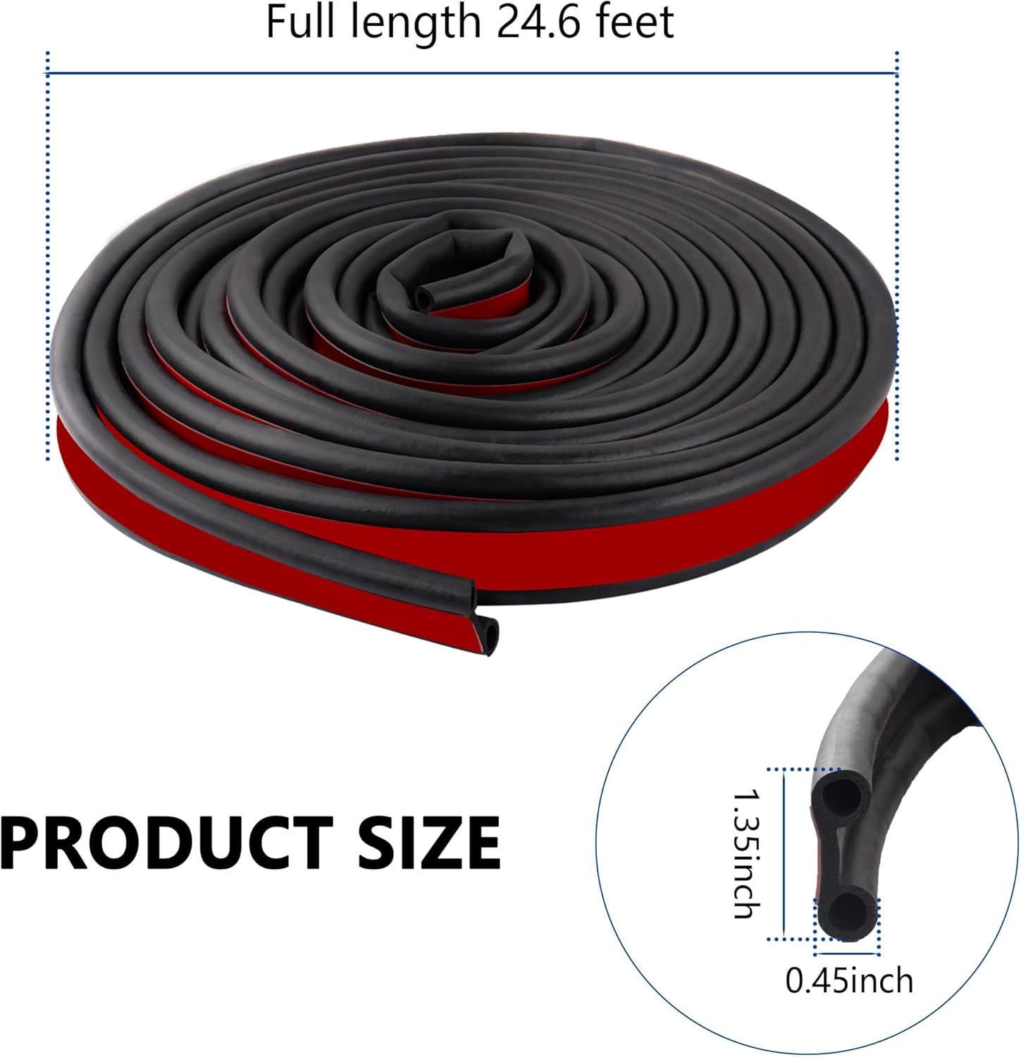 Truck Tonneau Cover Seal,Camper Shell Seal Rubber Weather Stripping with Double Hole,Universal Tailgate Seals for Pickups Trucks Campers Cars 24.6Ft