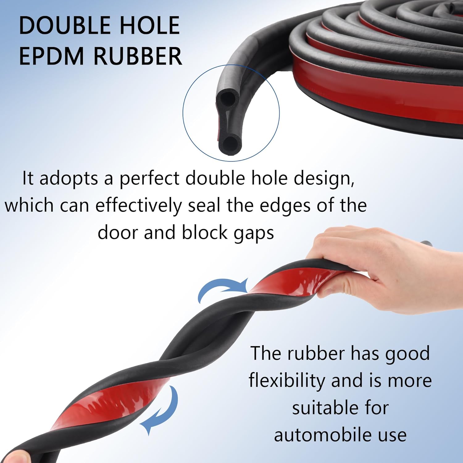 Truck Tonneau Cover Seal,Camper Shell Seal Rubber Weather Stripping with Double Hole,Universal Tailgate Seals for Pickups Trucks Campers Cars 24.6Ft