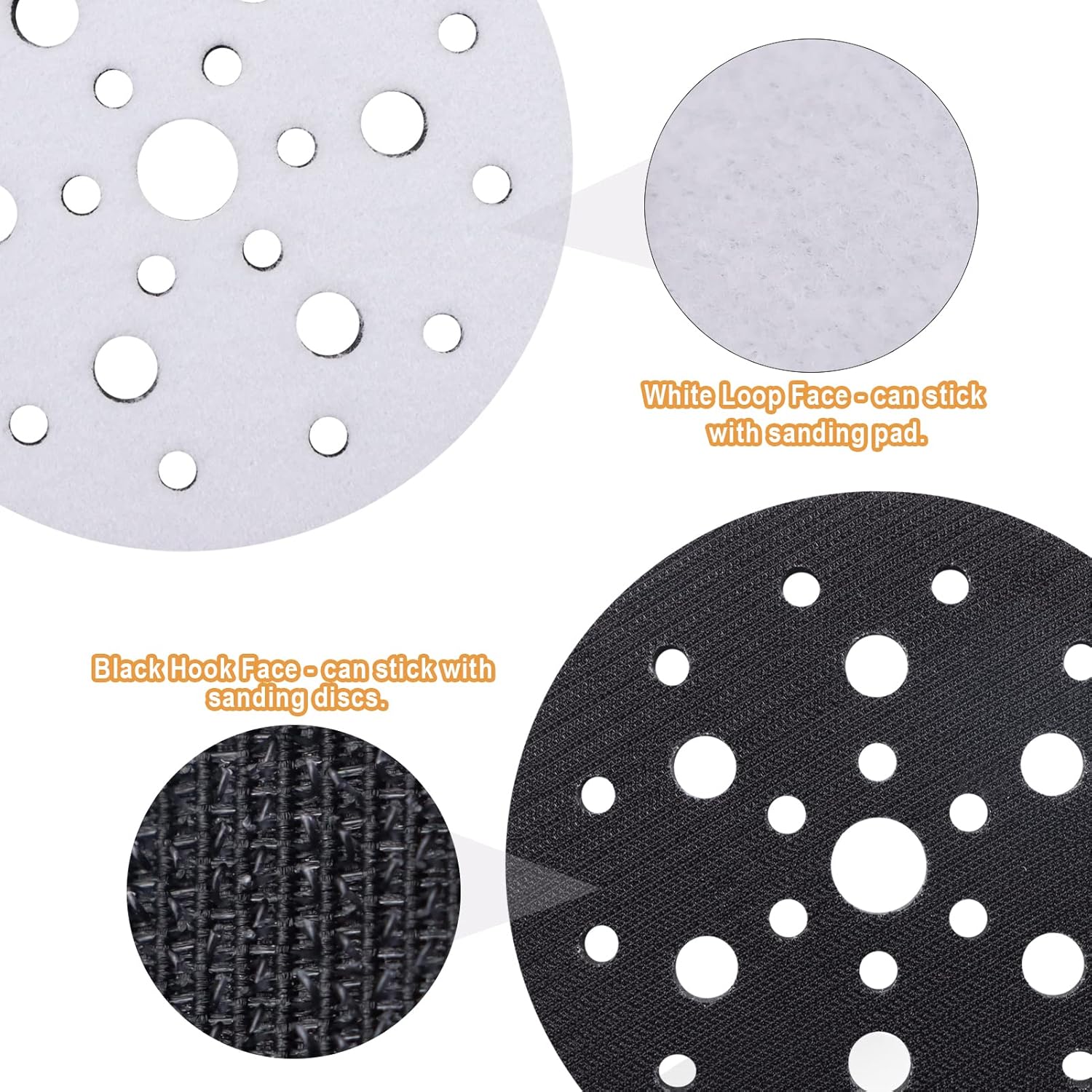 5 Pack Interface Pads, 6 Inch 25 Holes Hook and Loop Soft Density Sponge Cushion Buffer Backing Pad, Foam Sanding Interface Pads for Orbital Sander Automotive Woodworking Polishing