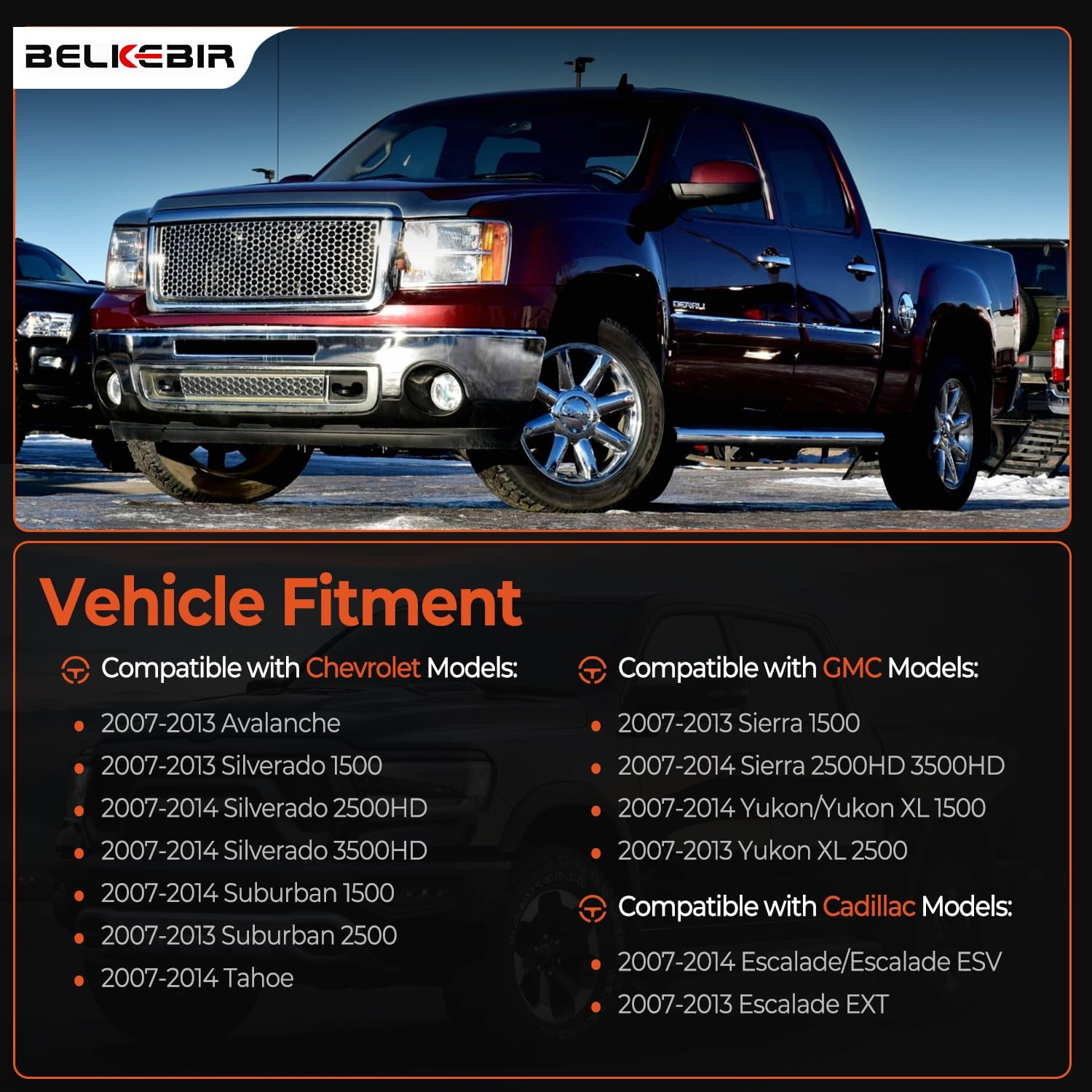 Exterior Chrome Door Handle Rear Left Driver Side Compatible with 2007-2014 Chevy Silverado Suburban Avalanche Tahoe, GMC Sierra Yukon, Cadillac Escalade Replace 15915659, 20954849, 22738725, 25890289