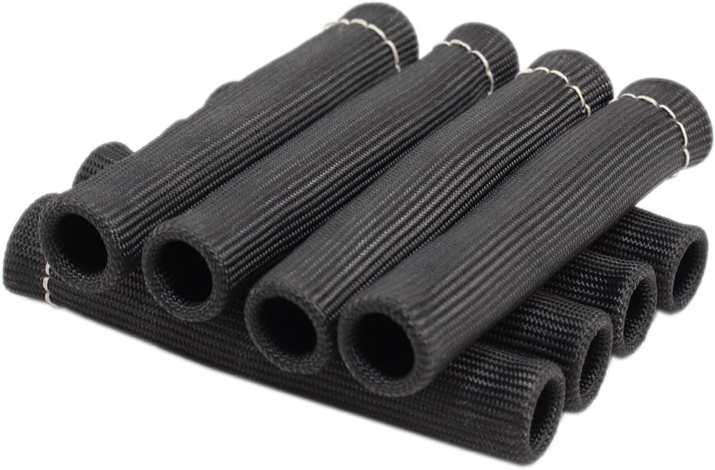 8Pcs 2500° Degree Spark Plug Wire Boots Heat Shield Protector Sleeve Cover Compatible with SBC BBC 350 454,6 Inch, Black