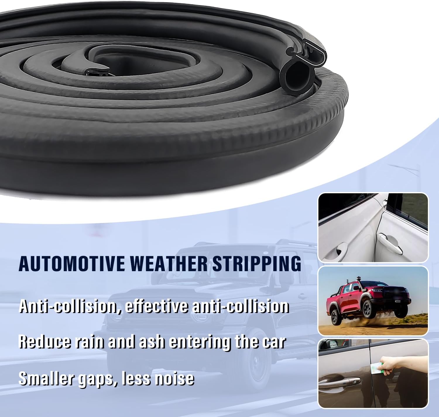 20Ft Car Door Weather Stripping Door Seal Strip,U-Shaped Rubber Edge Trim with Steel Strip Door Sealers for Door Frame of Car Truck SUV RV Boat Home,Keeps Car Interior Tidy and Quieter 20Ft