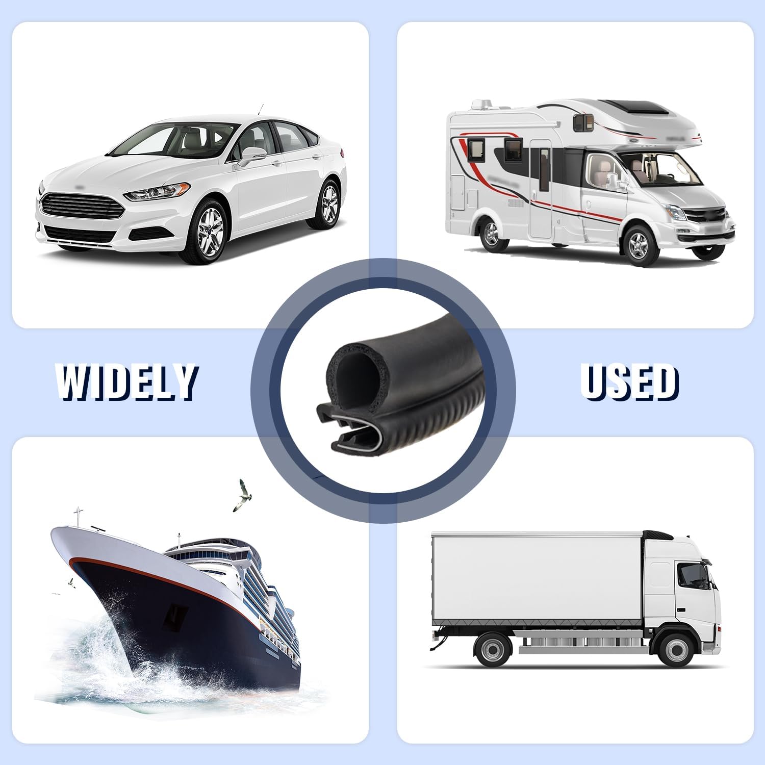 20Ft Car Door Weather Stripping Door Seal Strip,U-Shaped Rubber Edge Trim with Steel Strip Door Sealers for Door Frame of Car Truck SUV RV Boat Home,Keeps Car Interior Tidy and Quieter 20Ft
