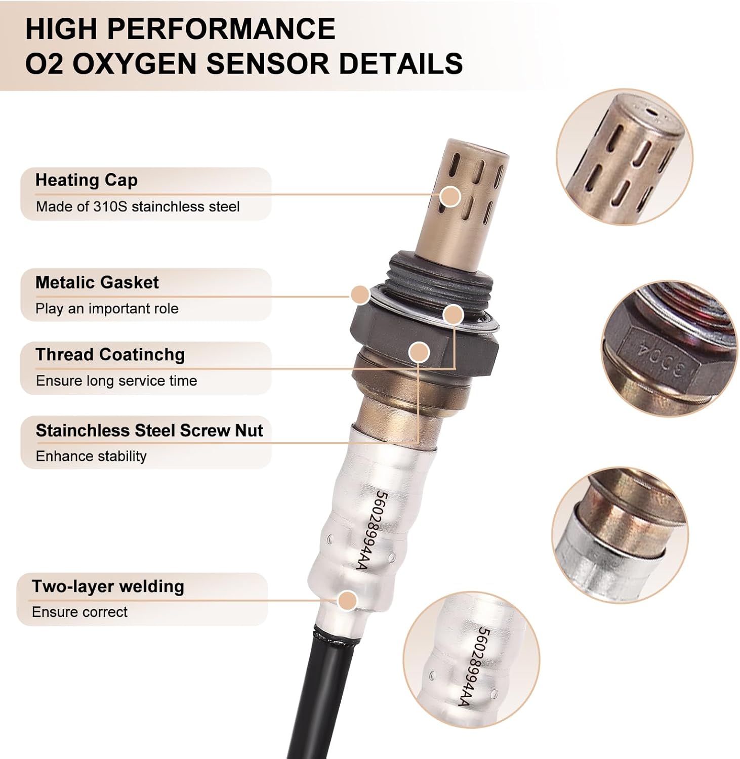 Oxygen O2 Sensor Upstream Downstream for Chry 300, for Dodge Challenger Charger Dakota Durango Grand Caravan Journey Neon Nitro, for Jeep Commander Grand Cherokee Wrangler JK 56028994AA, 56028994AB