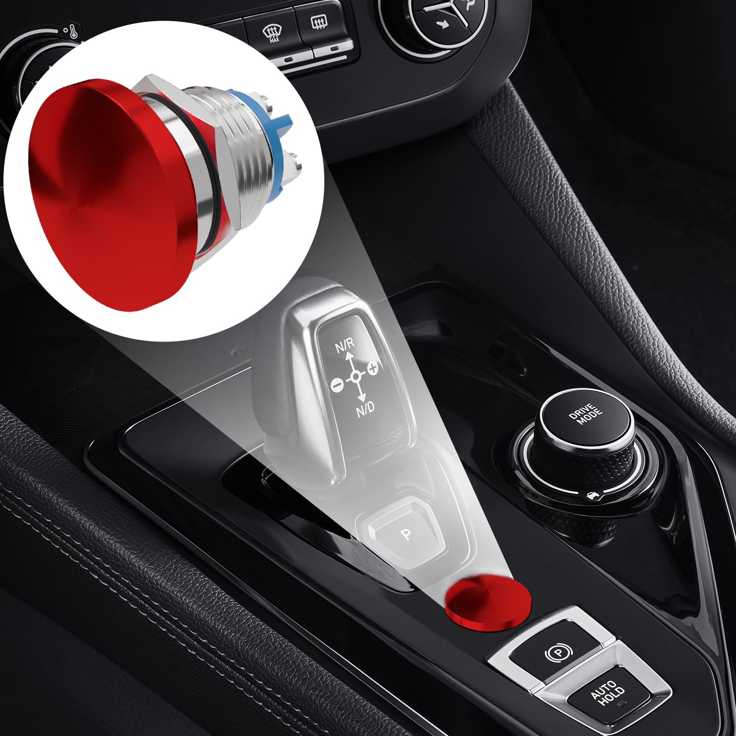 22MM Mushroom Head Push Button Switch Momentary Push Button IP65 Waterproof 12V 24V 36 DC 110V 250V AC 5A SPST 22mm, Red