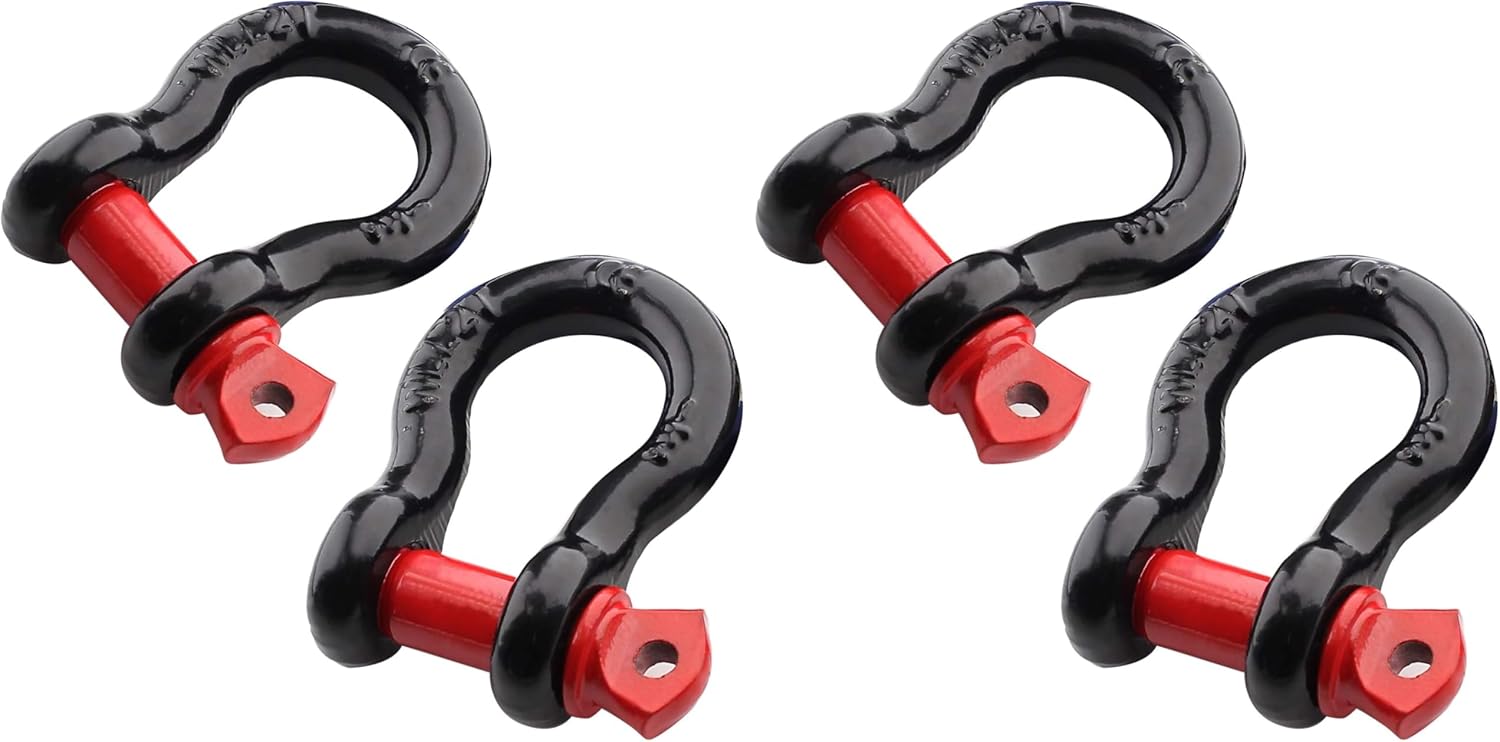 2Pcs 1/2 Inch D Ring Shackle, D Shackle Rugged 12 Ton 26,455 lbs Maximum Break Strength, 2 Ton 4409 Lbs Capacity Pack of 2
