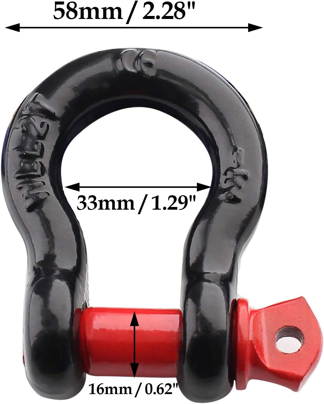 2Pcs 1/2 Inch D Ring Shackle, D Shackle Rugged 12 Ton 26,455 lbs Maximum Break Strength, 2 Ton 4409 Lbs Capacity Pack of 2