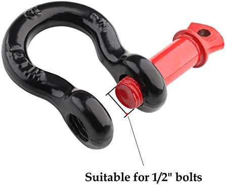 2Pcs 1/2 Inch D Ring Shackle, D Shackle Rugged 12 Ton 26,455 lbs Maximum Break Strength, 2 Ton 4409 Lbs Capacity Pack of 2