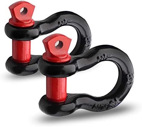 2Pcs 1/2 Inch D Ring Shackle, D Shackle Rugged 12 Ton 26,455 lbs Maximum Break Strength, 2 Ton 4409 Lbs Capacity Pack of 2