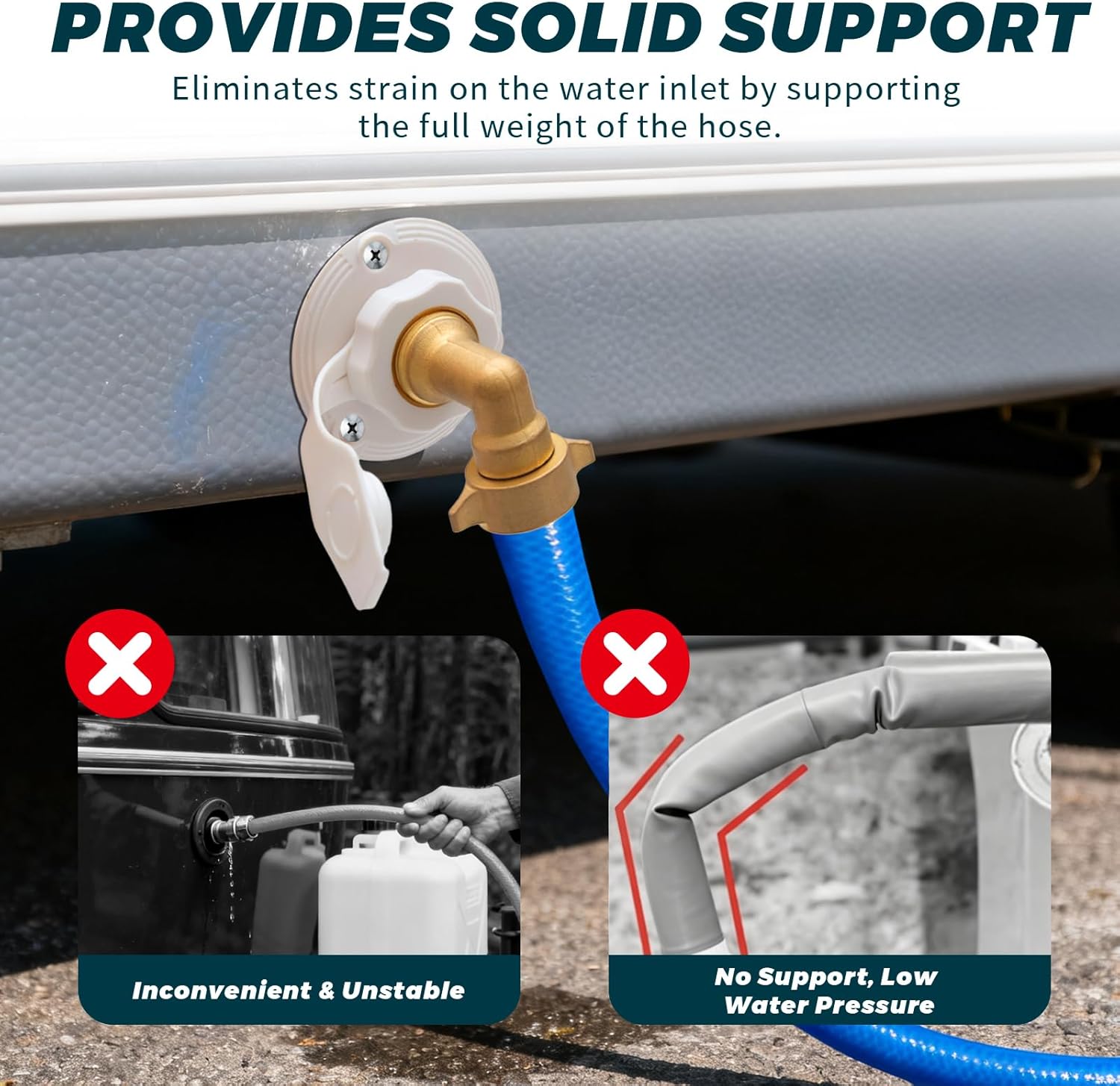 90-Degree Hose Elbow for RVs with Easy Grip Connector - 3/4" Solid Brass 90-Degree Hose Fitting Elbow for RV Water Hoses, Residential Outdoor Faucets, and More 2 Pack