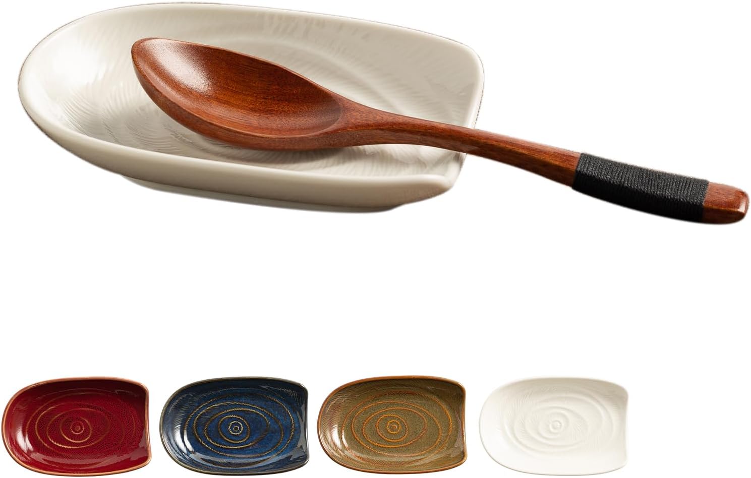 Ceramic Spoon Rest for Kitchen Counter 5.1 Inch Porcelain Spoon Holder Farmhouse Cooking and Coffee Spoon Rest for Stove Top white