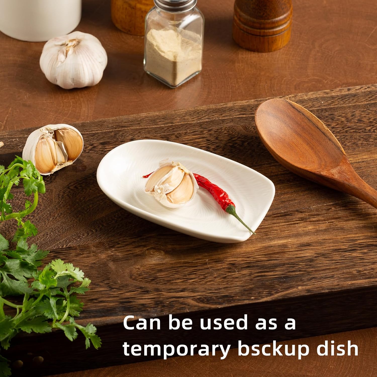 Ceramic Spoon Rest for Kitchen Counter 5.1 Inch Porcelain Spoon Holder Farmhouse Cooking and Coffee Spoon Rest for Stove Top white