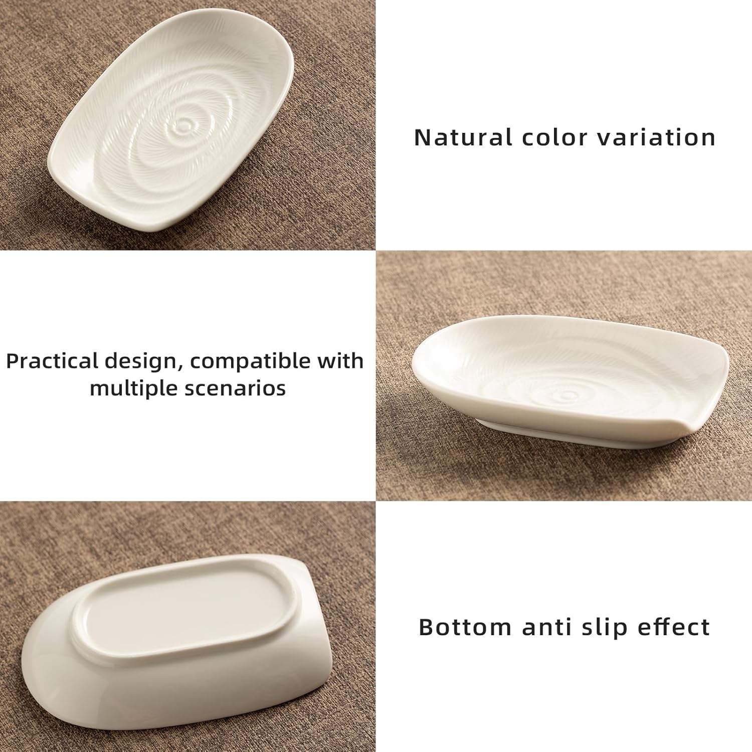 Ceramic Spoon Rest for Kitchen Counter 5.1 Inch Porcelain Spoon Holder Farmhouse Cooking and Coffee Spoon Rest for Stove Top white