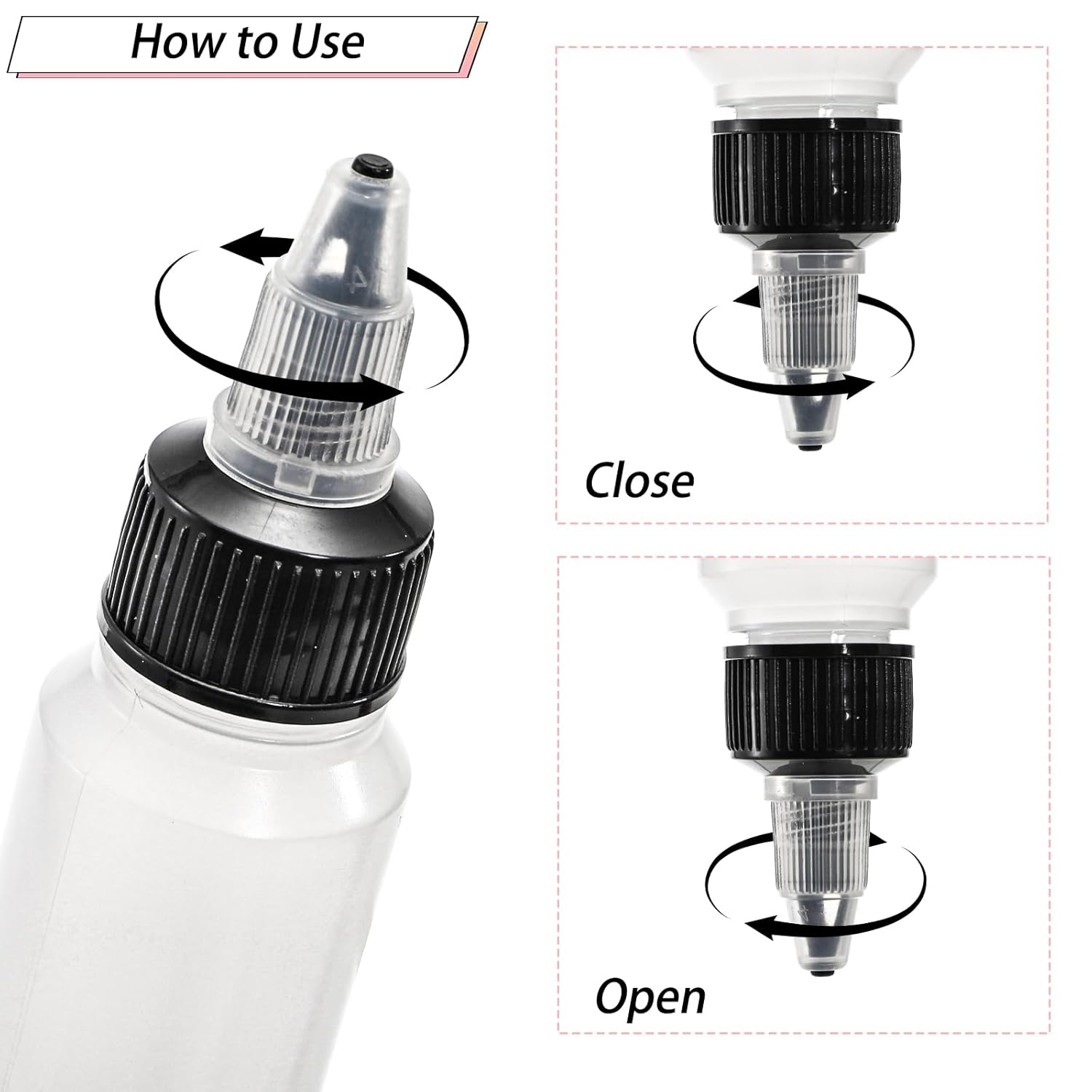 40 Pack 1oz Dispensing Bottles, Boston Round HDPE Plastic Bottle with Twist Top Cap, Empty Plastic Squeeze Bottle