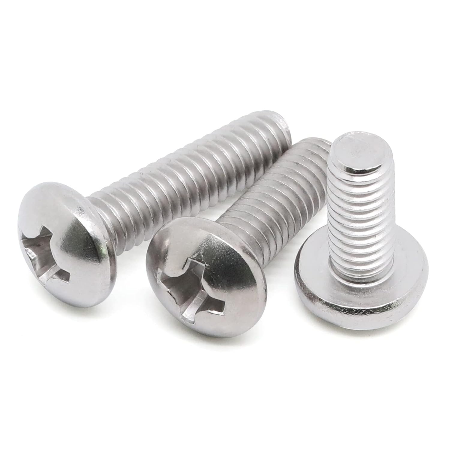 8-32 x 1/2" 1/4" to 3" Available Pan Head Machine Screws, Full Thread, 304 Stainless Steel 18-8, Pack of 100