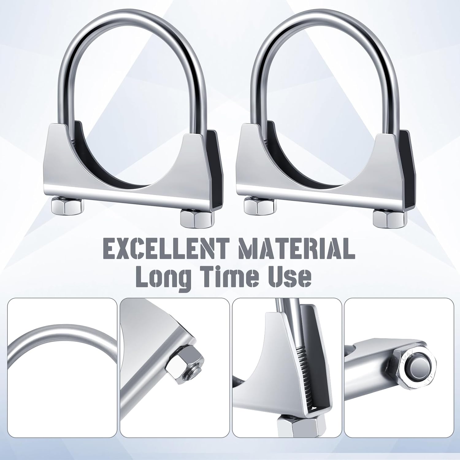 4 Pcs 2-1/2" Exhaust Clamp Heavy Duty U-bolt Exhaust Clamp - Saddle Design Muffler Pipe Connector, Tip Hook Clip, Galvanized Iron, Fits 2.5" Od Pipes