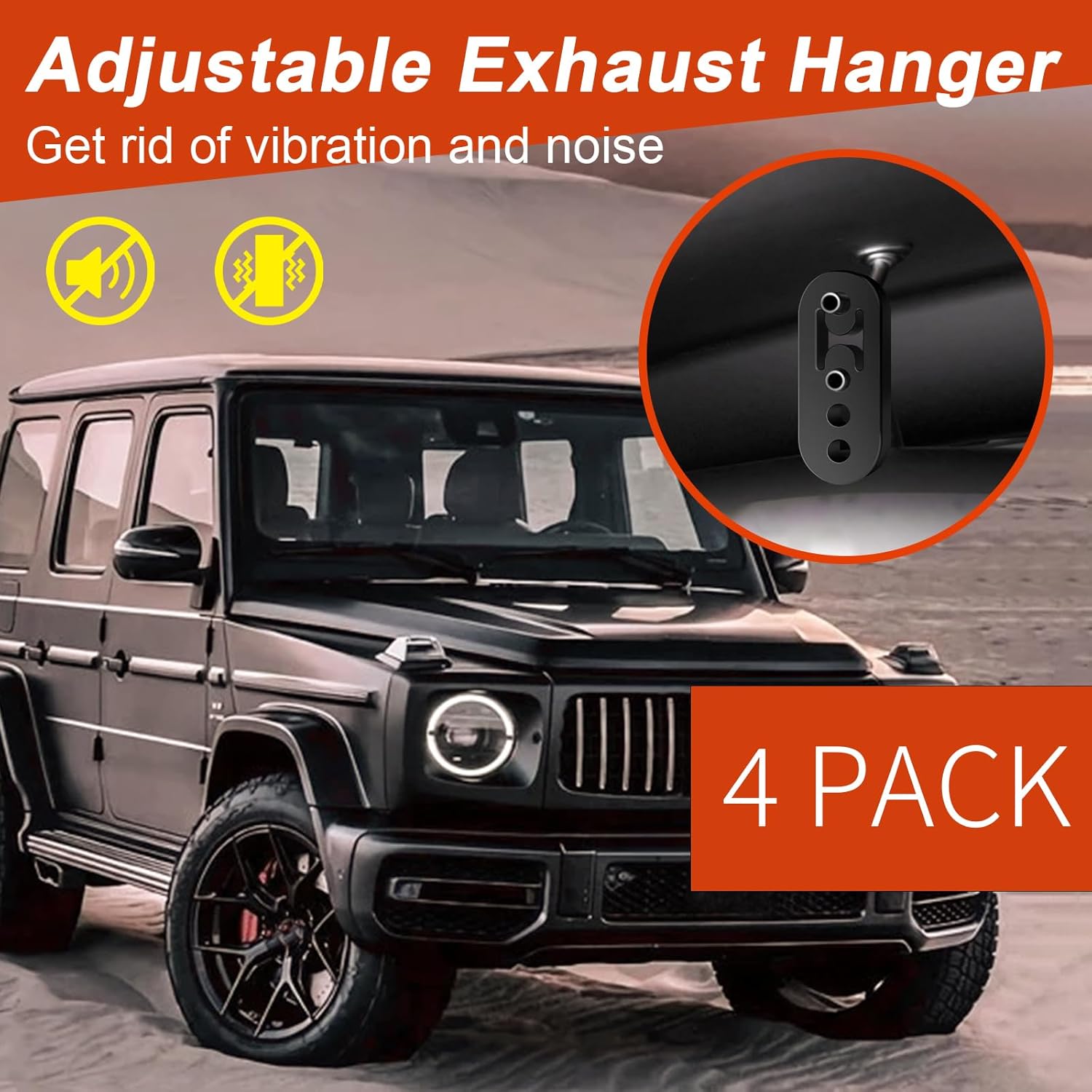 Rubber Exhaust Hanger 4 Pack, 4 Holes Adjustable Muffler Hanger, Universal Muffler Exhaust System, Insulator Bushing Mount, Weather-Proof High Density Tail Pipe Hanger