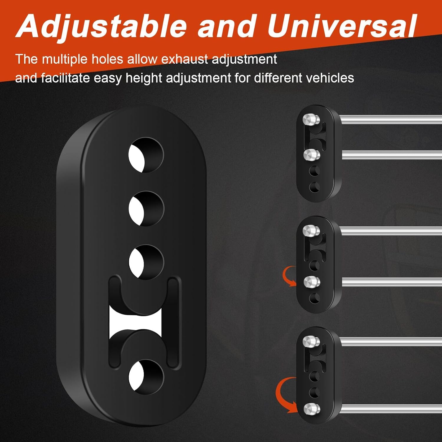 Rubber Exhaust Hanger 4 Pack, 4 Holes Adjustable Muffler Hanger, Universal Muffler Exhaust System, Insulator Bushing Mount, Weather-Proof High Density Tail Pipe Hanger