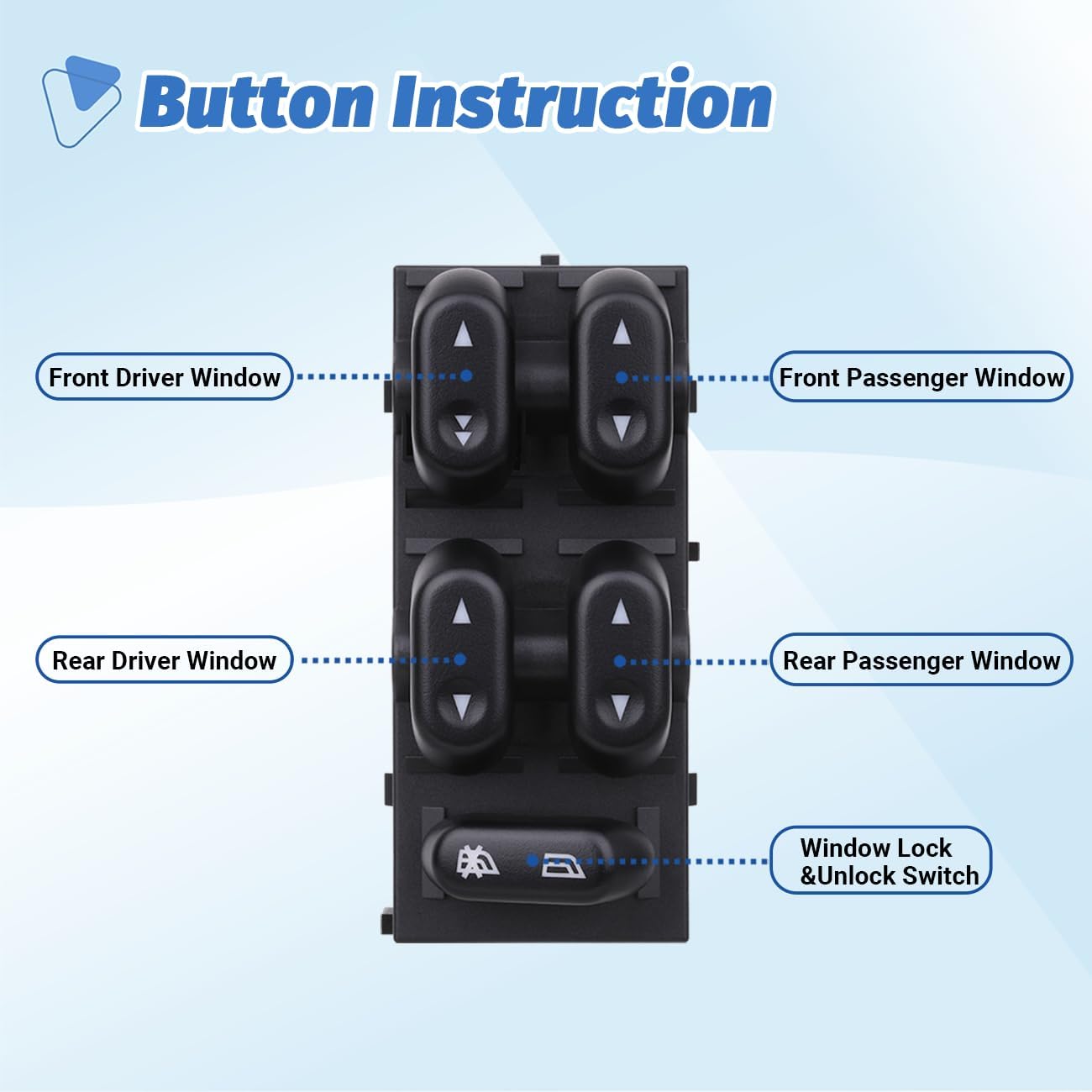 Power Window Control Switch Master Door Button Compatible with 2003-2008 Ford Crown Victoria/F150/Expedition, 06-08 Lincoln Mark LT, 03-08 Mercury Grand Marquis/Marauder Replace OEM 5L1Z14529AA