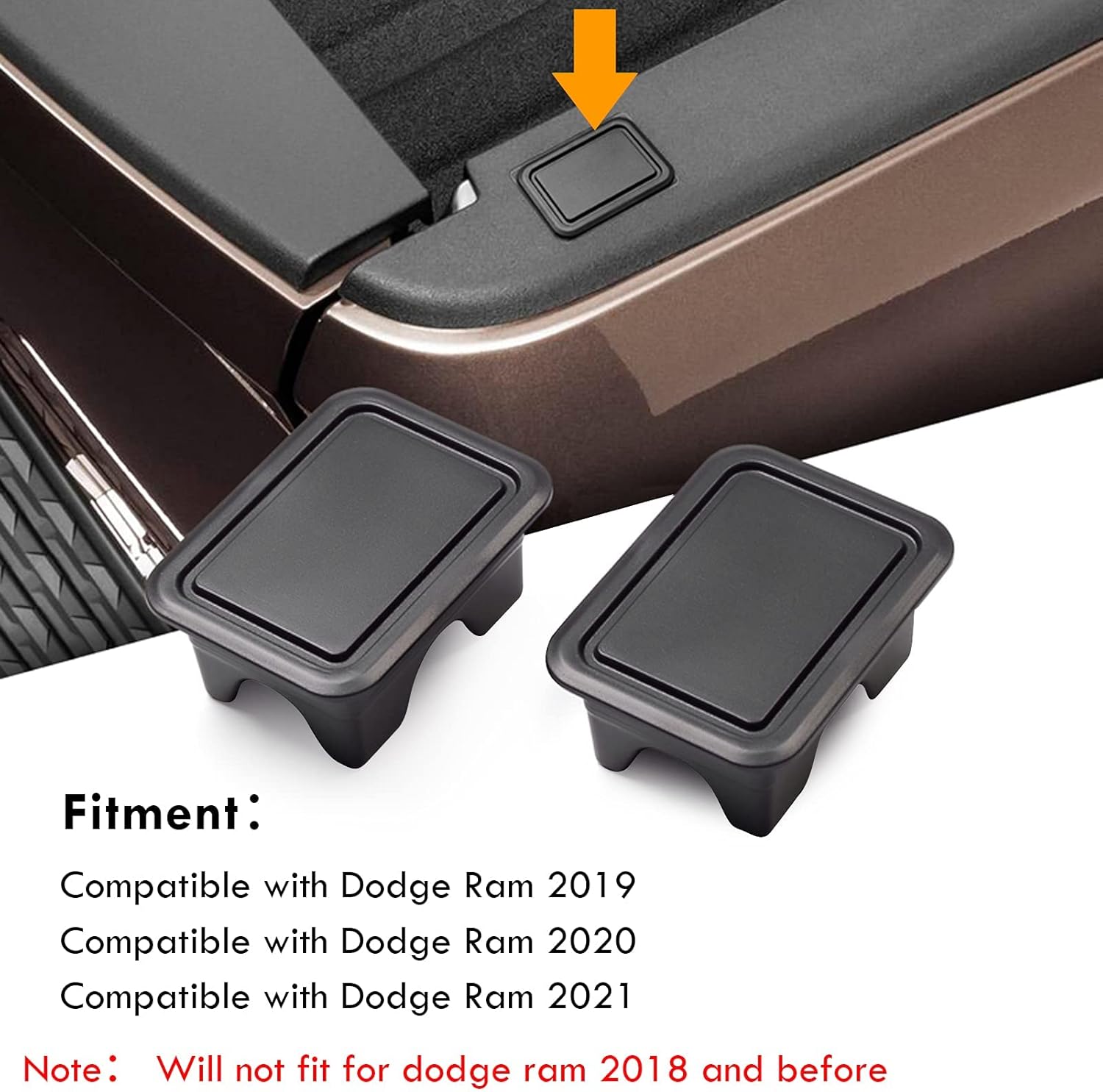 Ram 1500 Stake Pocket Covers, Rear Truck Bed Rail Stake Pocket Cover Compatible with Dodge Ram 2019-2024 2025 2026 Set of 2