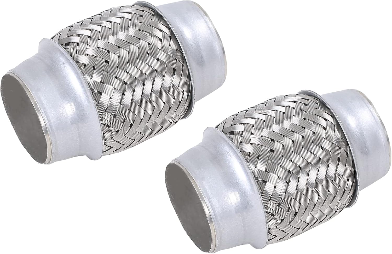 2PCS Exhaust Flex Pipe Stainless Steel Double Braid 1.75" x 4" w/Ends 4" Long