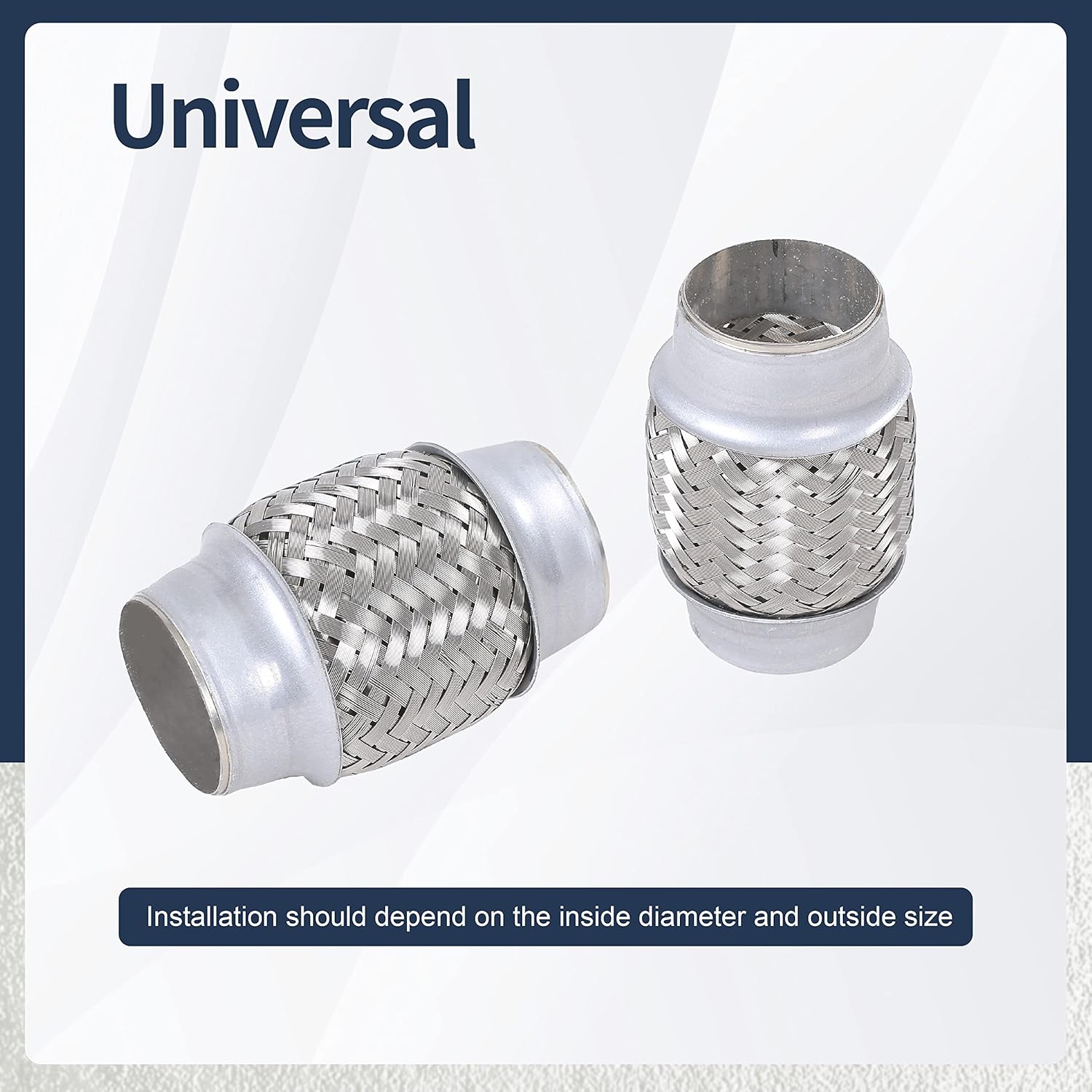 2PCS Exhaust Flex Pipe Stainless Steel Double Braid 1.75" x 4" w/Ends 4" Long