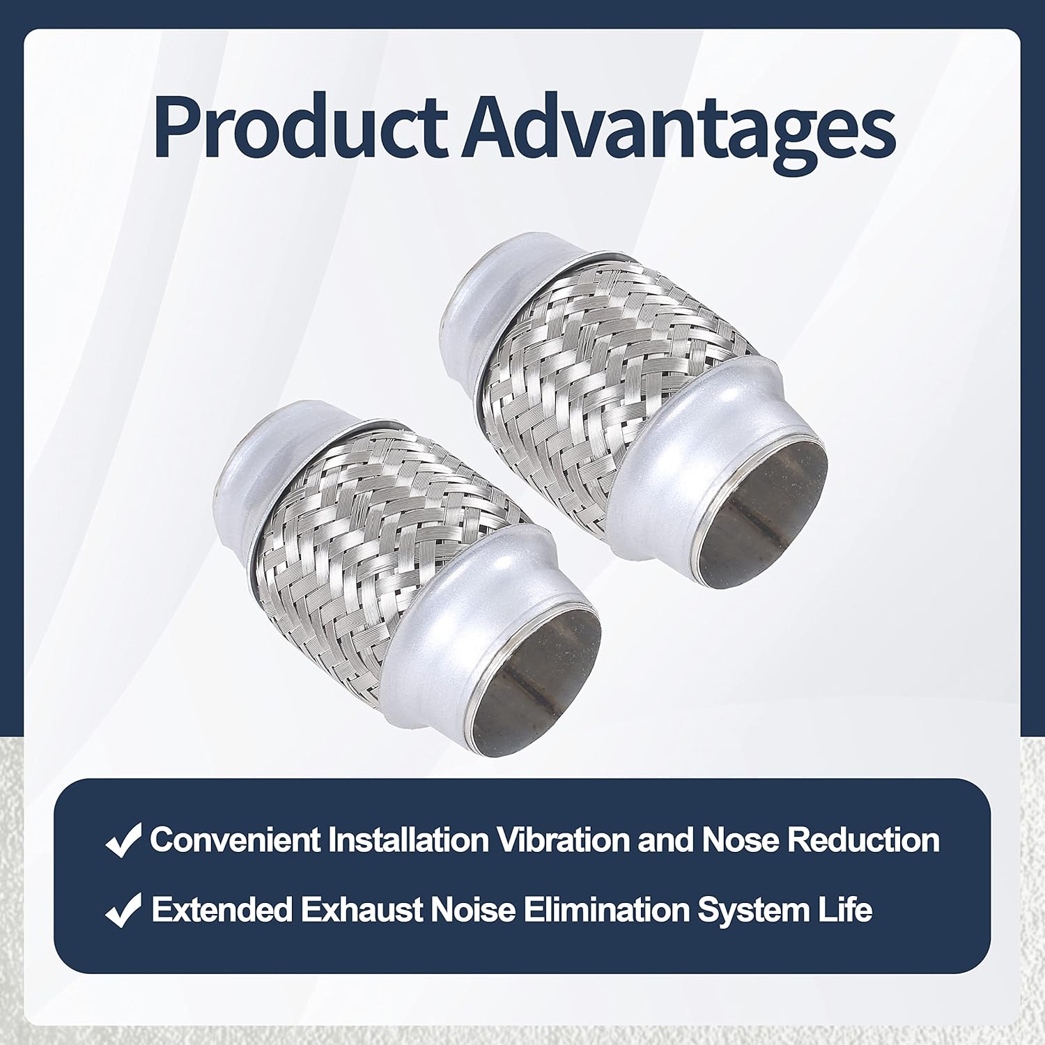 2PCS Exhaust Flex Pipe Stainless Steel Double Braid 1.75" x 4" w/Ends 4" Long