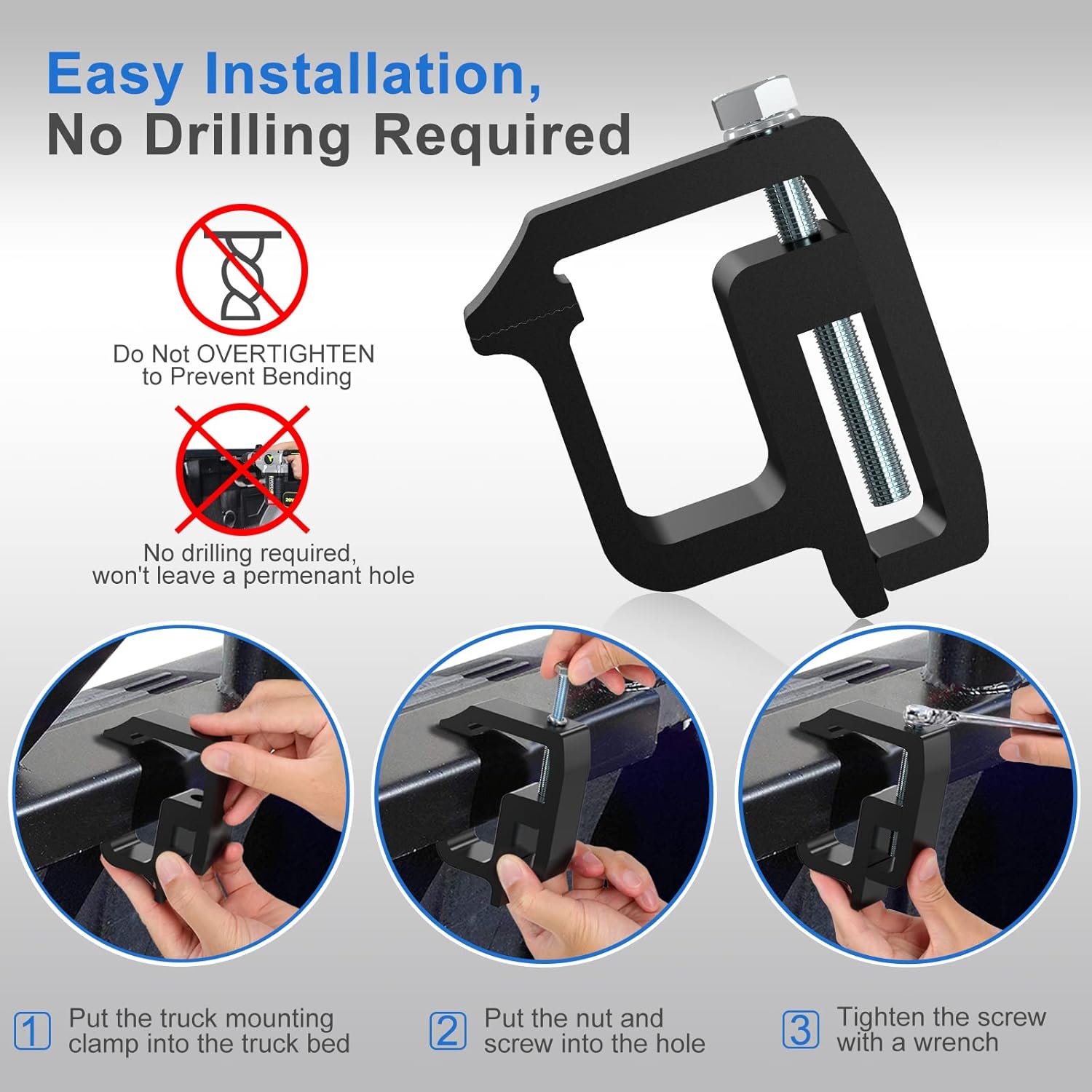 Heavy Duty Camper Shell Clamps - Truck Topper Ladder Rack Clamps for Dodge Dakota Ram 1500 2500 3500, F150 F250, Titan, Tundra 4 Pack