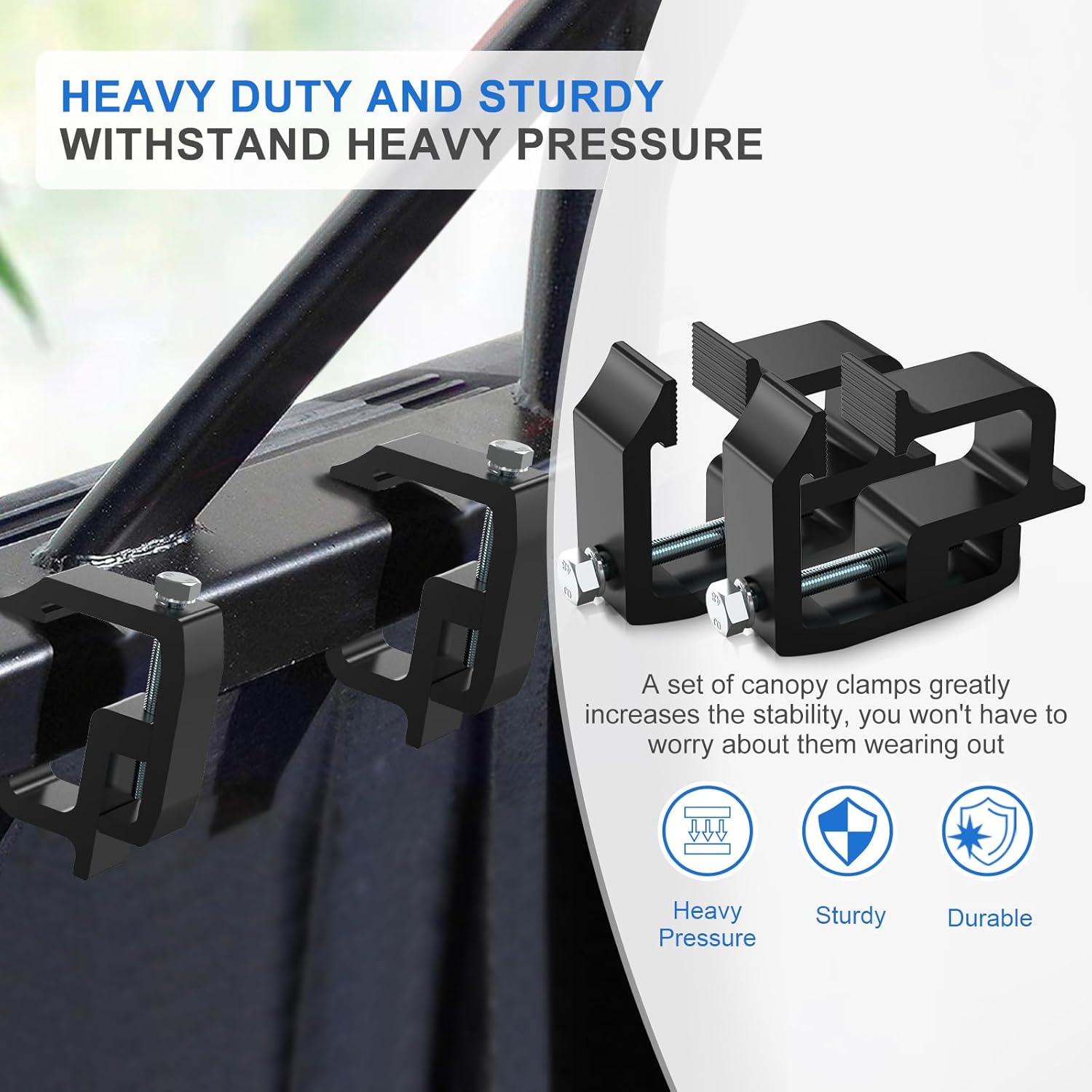 Heavy Duty Camper Shell Clamps - Truck Topper Ladder Rack Clamps for Dodge Dakota Ram 1500 2500 3500, F150 F250, Titan, Tundra 4 Pack