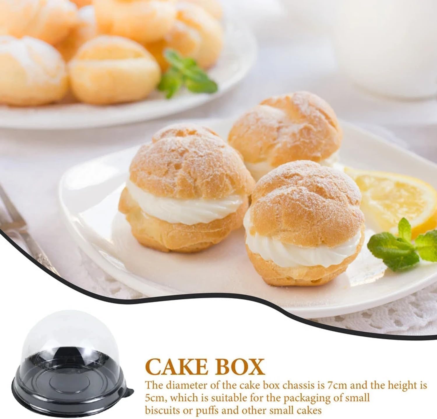 50Pcs Clear Plastic Mini Cake Box with Dome Lids, Mini Muffin Container Box Mooncake Dome Box Pastry Baking Packaging Boxes Wedding Birthday Gifts Supplies Black Base