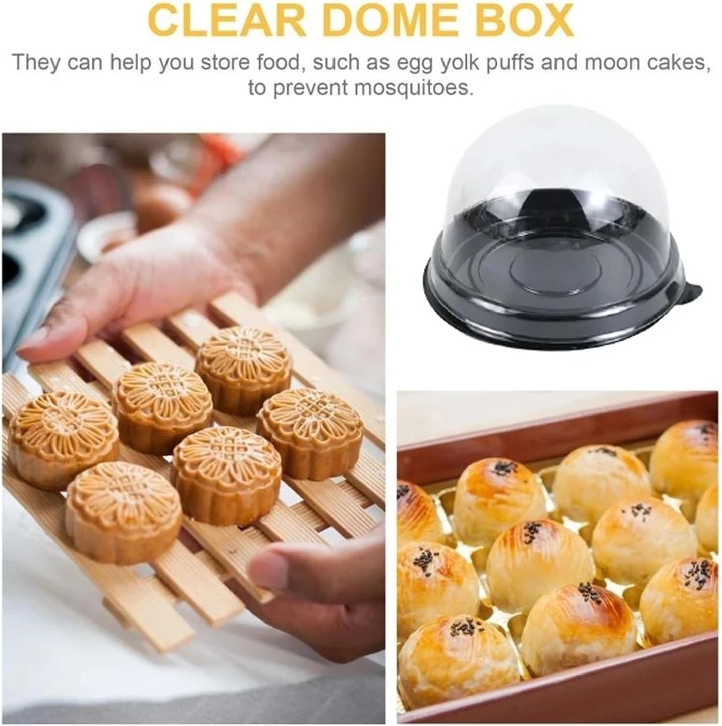 50Pcs Clear Plastic Mini Cake Box with Dome Lids, Mini Muffin Container Box Mooncake Dome Box Pastry Baking Packaging Boxes Wedding Birthday Gifts Supplies Black Base