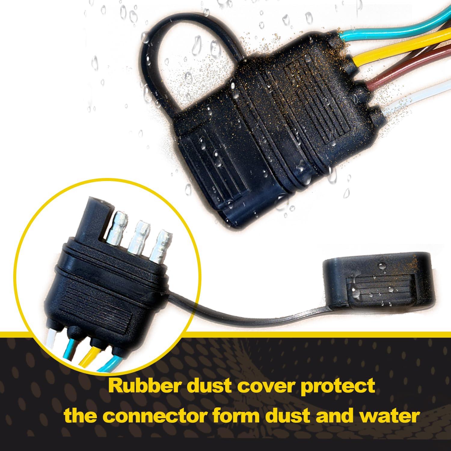 26FT Trailer Wiring Harness Kit, 4 Pin 5 Wire Trailer Wiring Harness, Boat Trailer Wiring Harness, 5 Wire 4 Pin Flat Trailer Connector, for Connection of Tail Lights, Brake Lights and Turn Signals