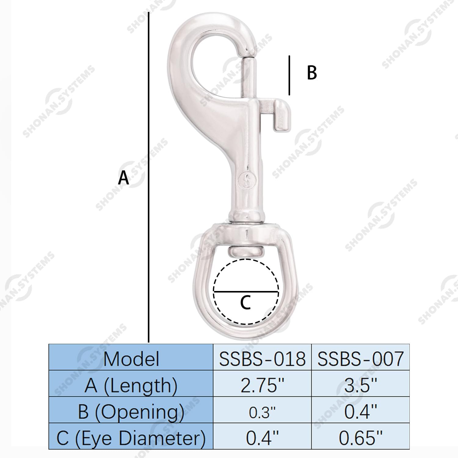SHONAN 3.5 Inch Swivel Eye Snap Hook, 2 Pack Marine Grade Scuba Bolt Snap, Single Ended Stainless Steel Flag Clips Swivel Snaps for Scuba Diving, Flag Pole Rope, Dog Leash, Camera Strap