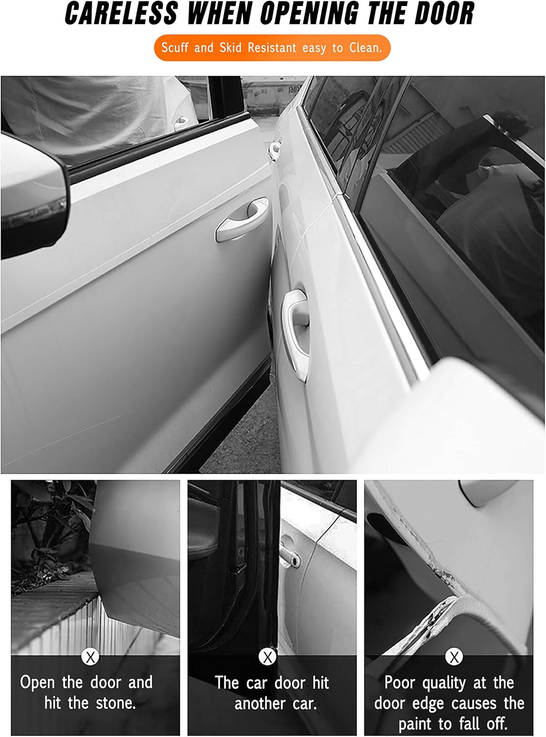 Anti-Scratch Anti-Collision Adhesive Strip Car Door Edge Guard Protector Strip Car Door Scuff Plate Protectors Transparent Invisible Tape for Rear Bumper/Door 33Ft x 2In