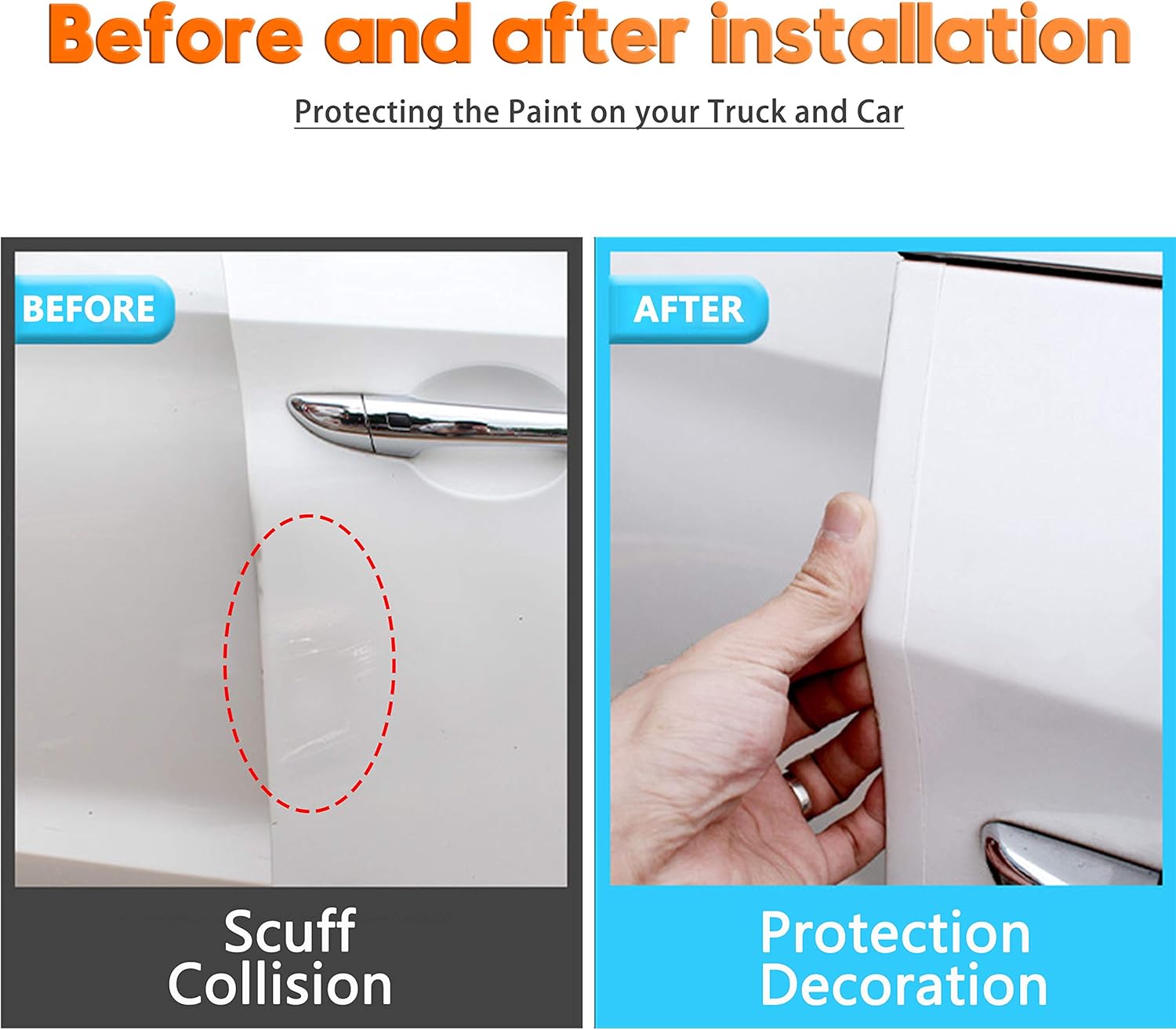 Anti-Scratch Anti-Collision Adhesive Strip Car Door Edge Guard Protector Strip Car Door Scuff Plate Protectors Transparent Invisible Tape for Rear Bumper/Door 33Ft x 2In
