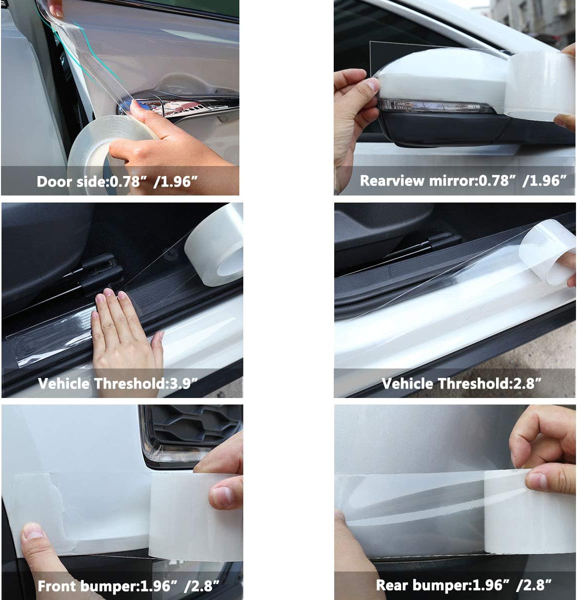 Anti-Scratch Anti-Collision Adhesive Strip Car Door Edge Guard Protector Strip Car Door Scuff Plate Protectors Transparent Invisible Tape for Rear Bumper/Door 33Ft x 2In