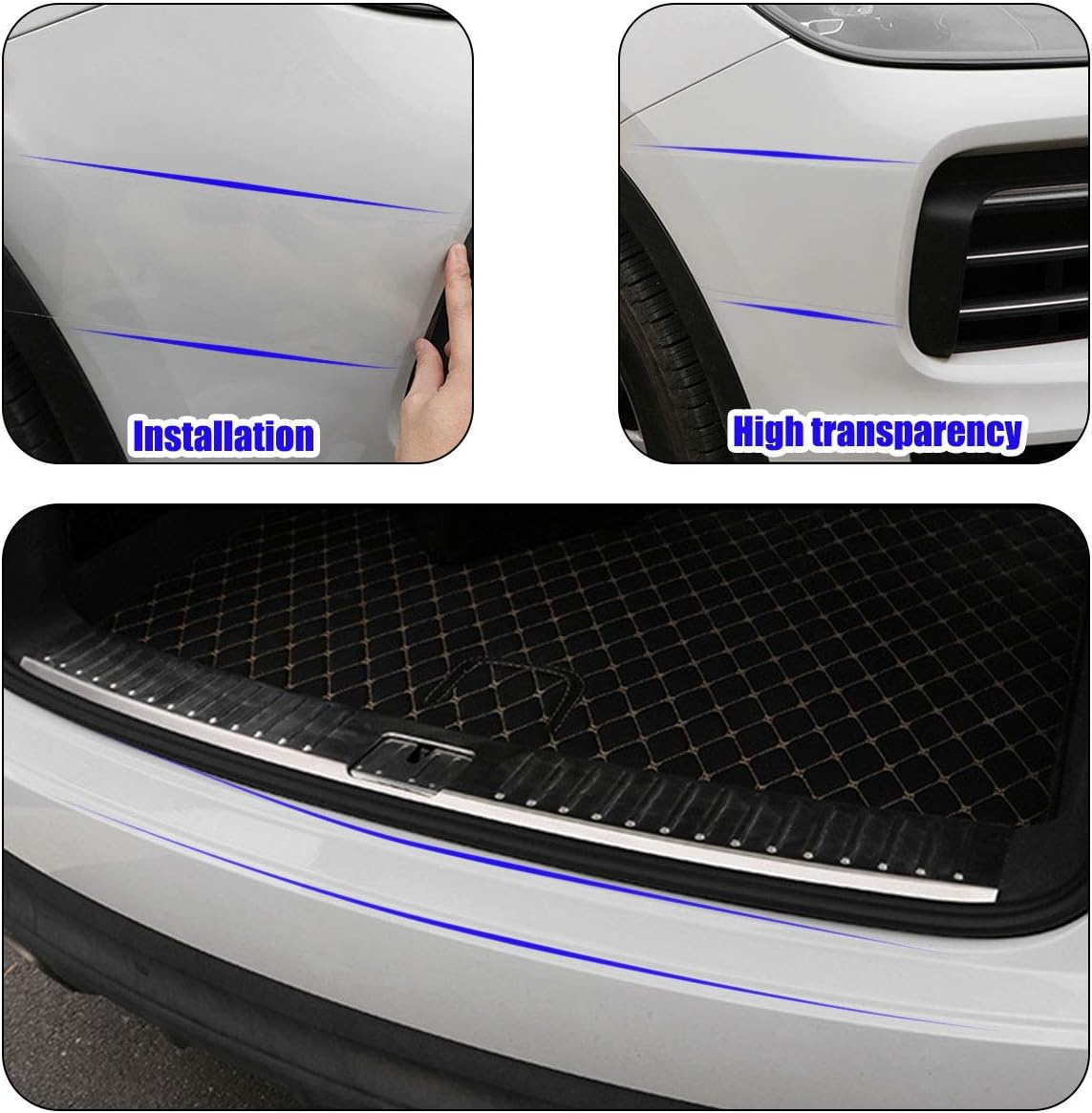 Anti-Scratch Anti-Collision Adhesive Strip Car Door Edge Guard Protector Strip Car Door Scuff Plate Protectors Transparent Invisible Tape for Rear Bumper/Door 33Ft x 2In
