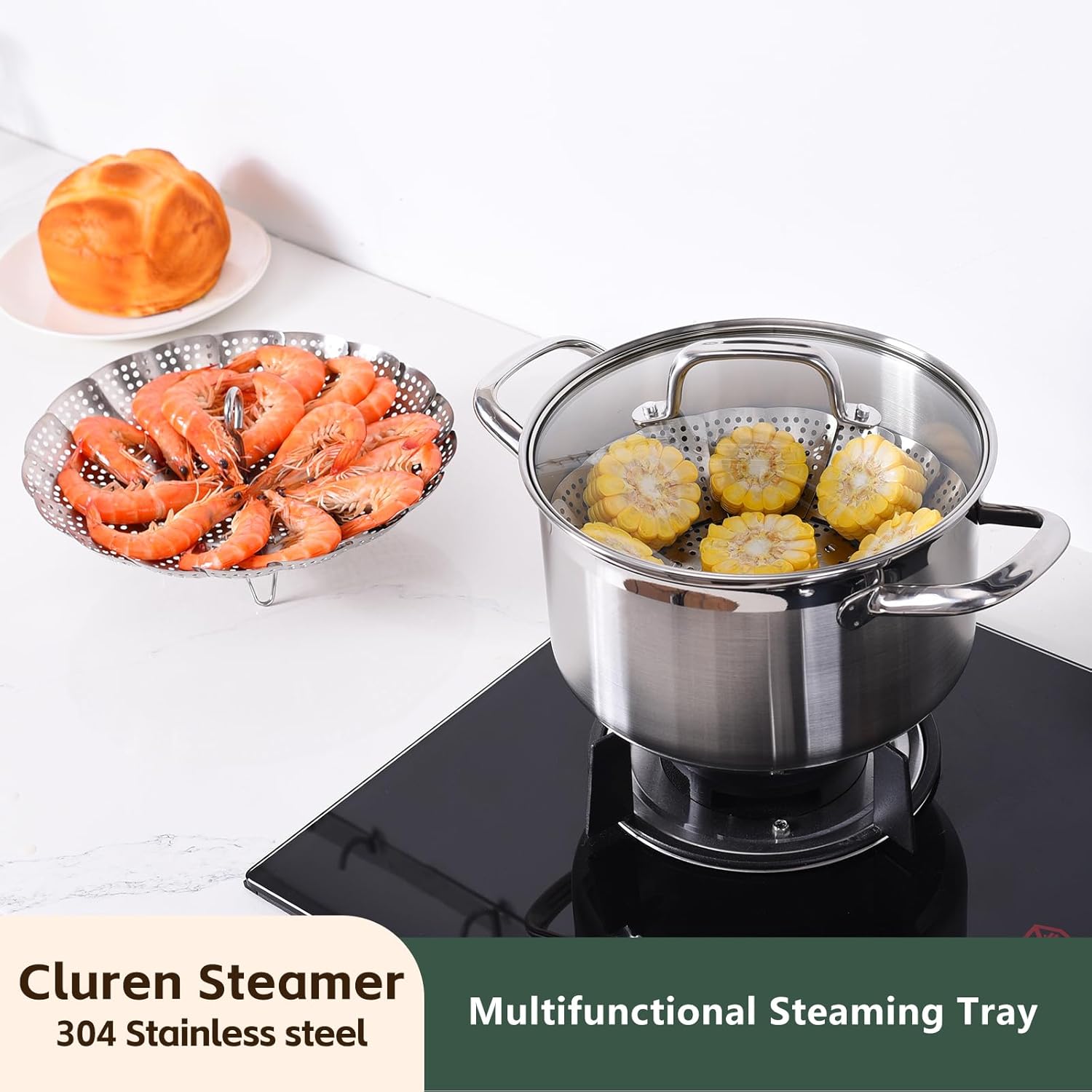 Steamer Basket for Cooking 304 Stainless Steel Entirely Thickened,Collapsible Steamer Insert for Pots, Fits Instant Pot/Skillets 5.5'' To 9.5''