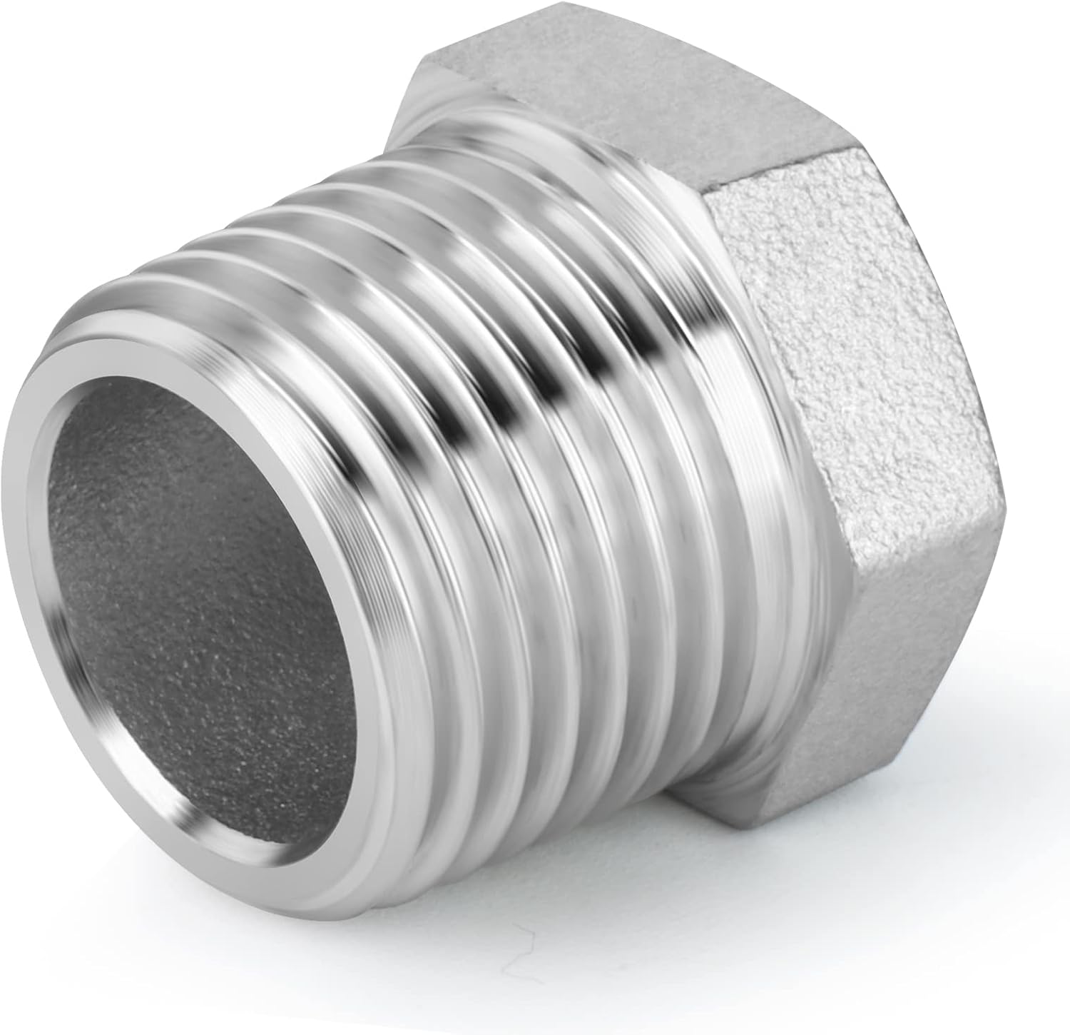10PCS 304 Stainless Steel Reducer Hex Bushing, 3/8" NPT Male x 1/4" NPT Female, Reducing Pipe Adapter Fitting
