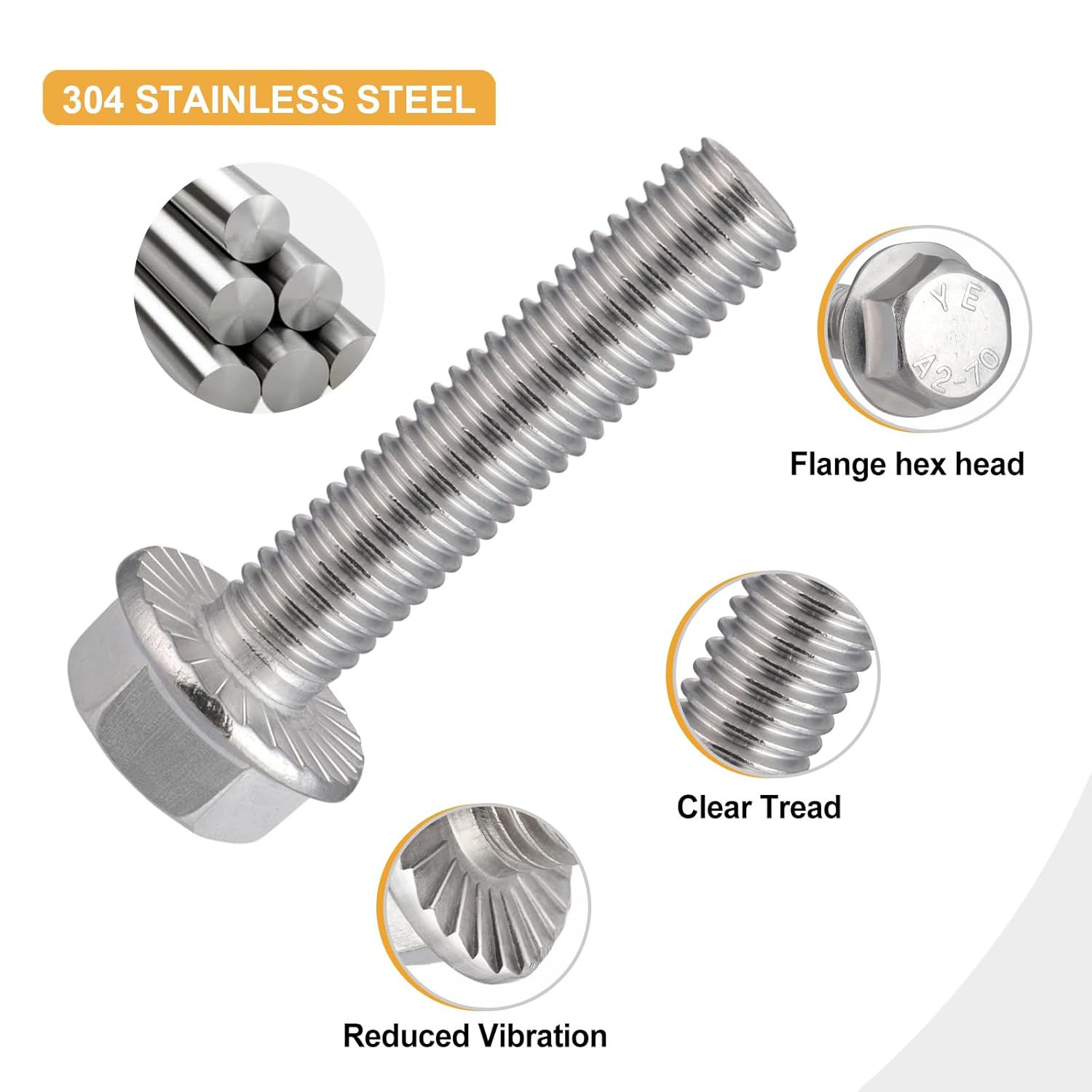 M8-1.25 x 25mm Flanged Hex Head Bolts,304 Stainless Steel 18-8,Fully Threaded,Silver External Flange Hex Drive Screws,Pump,Fix Car,DIY Project 23Pcs