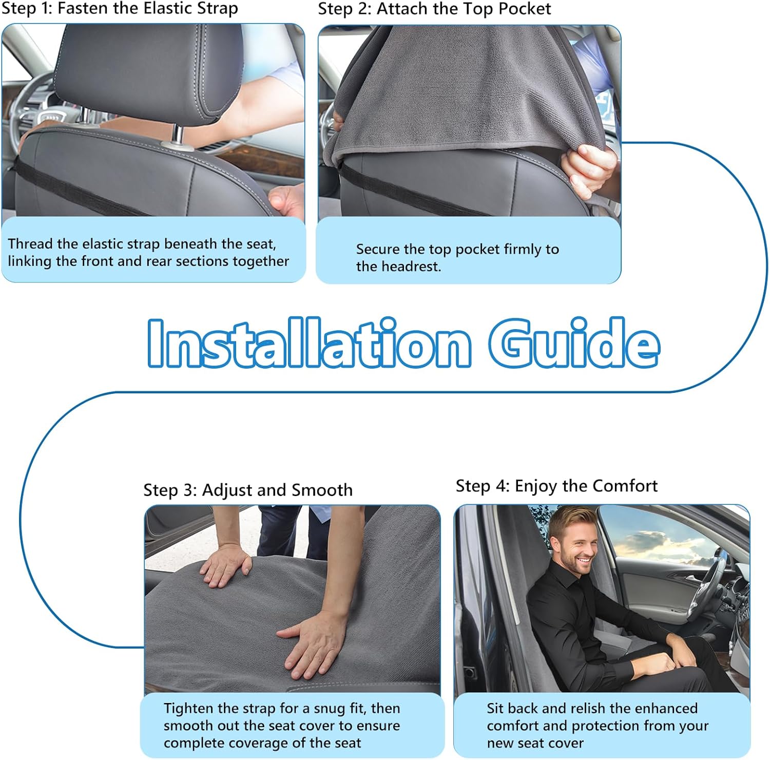 Car Seat Covers Universal Car Protective Front Seat Covers Washable Non-Slip Seat Protectors for Gym Workouts,Waterproof and Sweatproof Towel Seat Covers for Cars,Trucks, Jeeps Grey