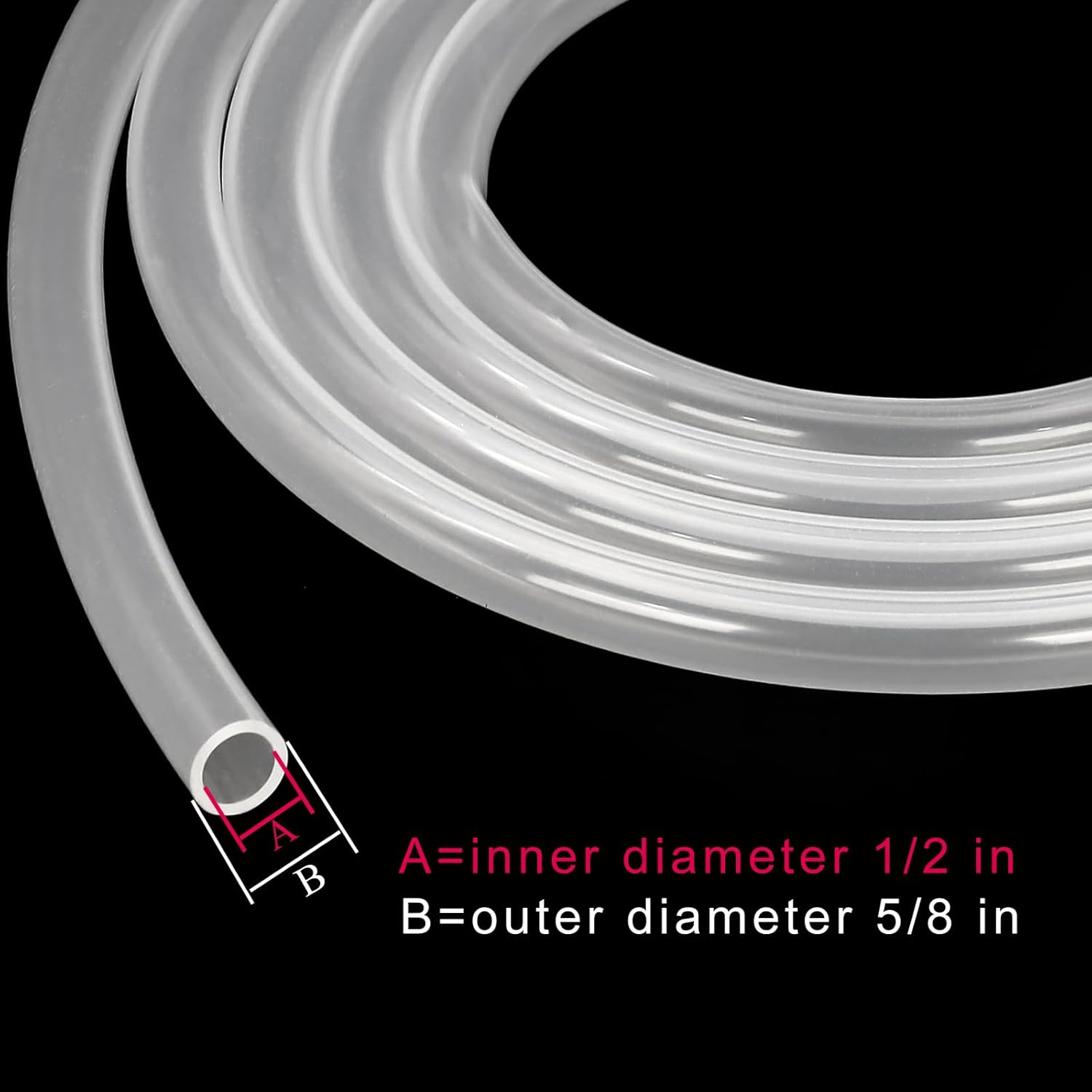 Silicone Tubing 1/2" ID x 5/8" OD - 10ft Length Food Grade Silicon Tube Flexible High Temp Pure Silicone Hose for Home Brewing Wine making 9.84ft