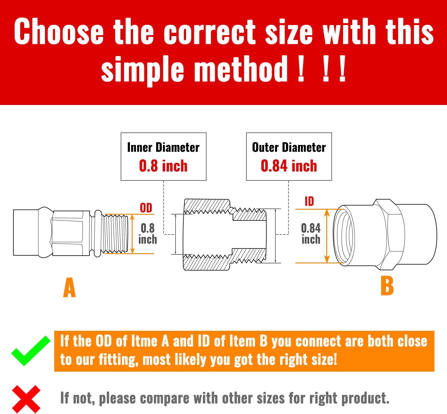 4-Pack 1/2 Inch Male x 1/2'' Female Brass Pipe Fitting Adapters, 1/2'' NPT Male to Female Adapters, 1/2'' Brass Pipe Extension Fittings for Shower Head