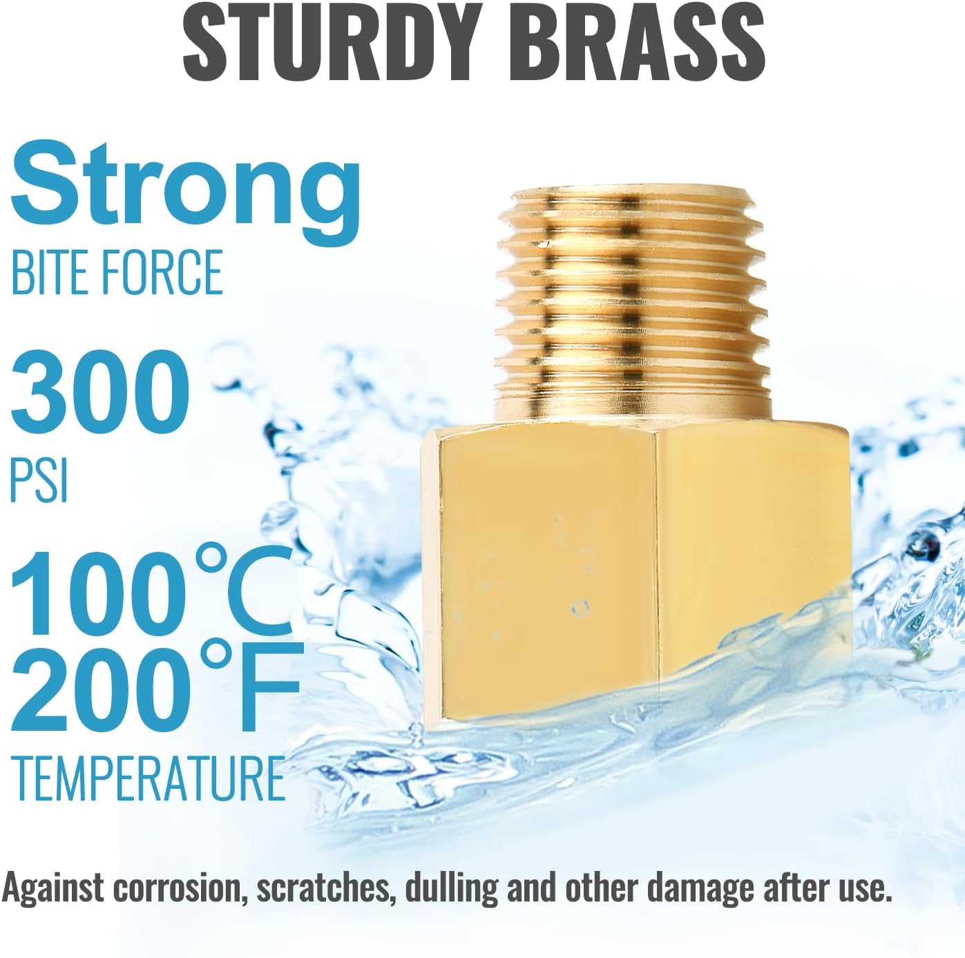 4-Pack 1/2 Inch Male x 1/2'' Female Brass Pipe Fitting Adapters, 1/2'' NPT Male to Female Adapters, 1/2'' Brass Pipe Extension Fittings for Shower Head