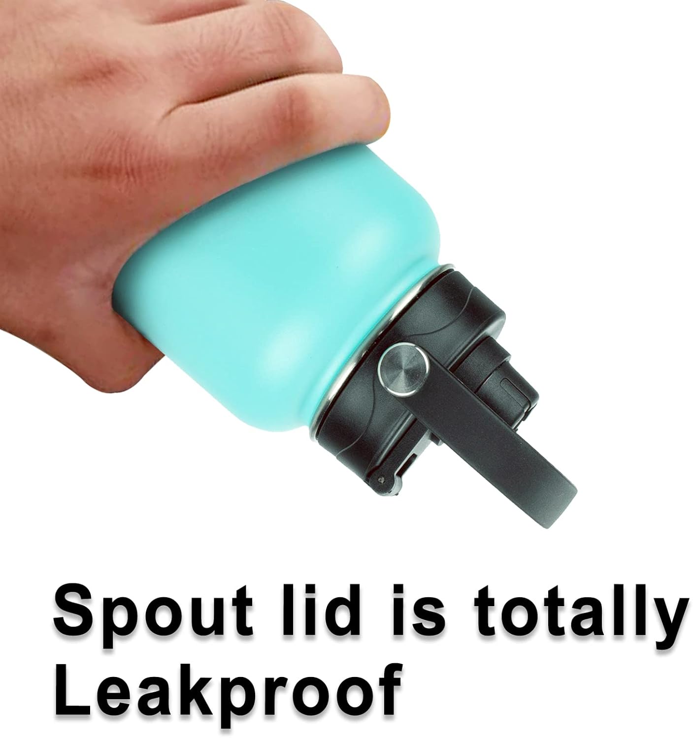 Wide Mouth Lid with Flexible Handle Compatible with Hydro Flask 12/16/18/20/32/40/64 Oz, Fits Simple Modern, Takeya, Iron Flask, BUZIO and Most Wide Mouth Water Bottles Black, 1 Pack
